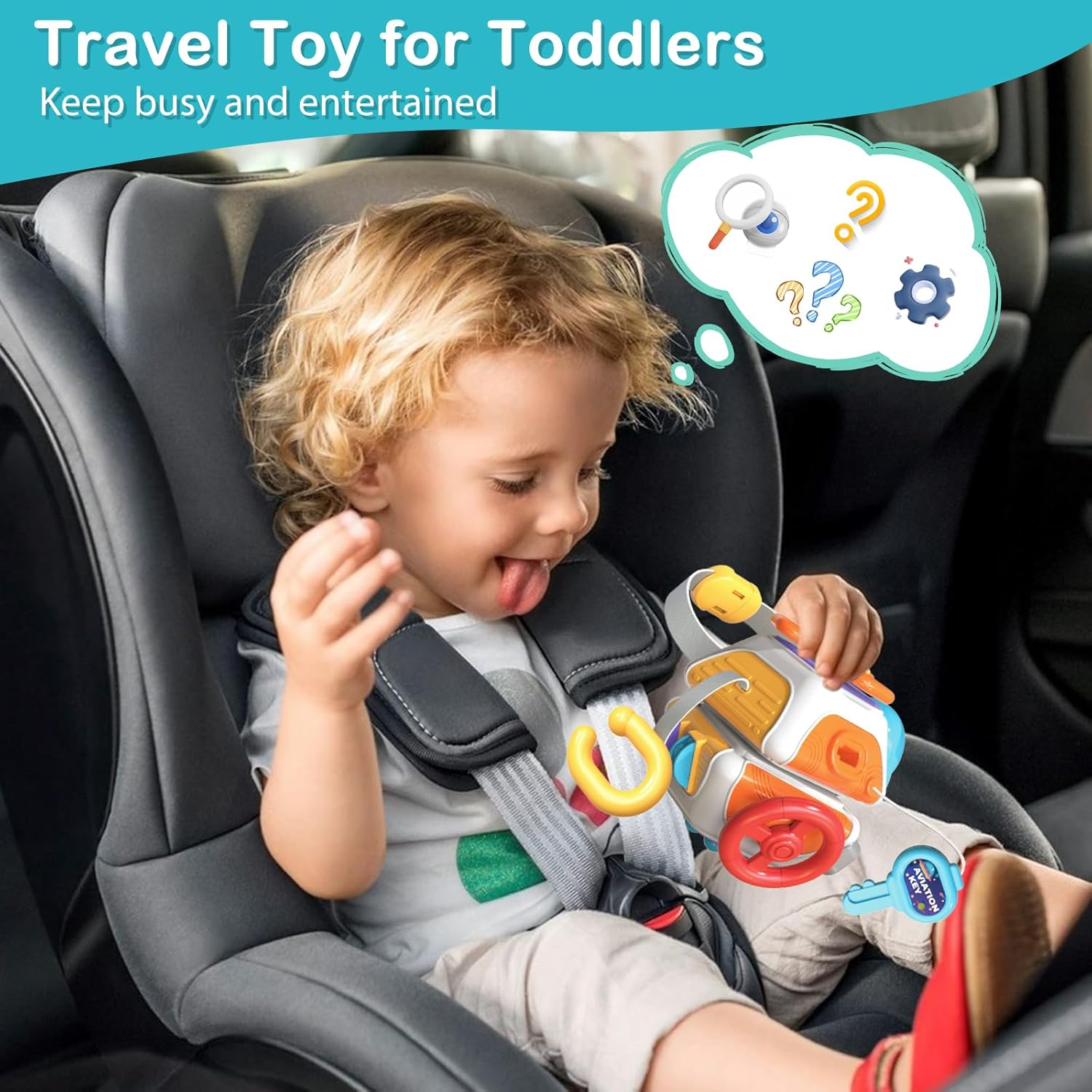 Baby Busy Cube Toys, Montessori Sensory Travel Toys for Toddler 1-3 Year Old with 10 Educational Activities, Baby Toys 12-18 Months First Birthday Infant Boys Girls image number 2