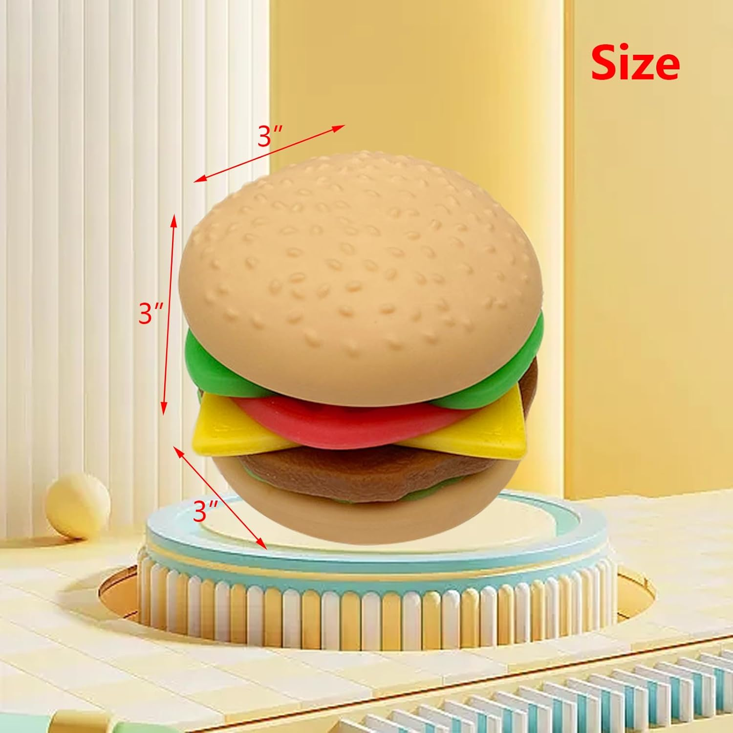 7 Layers Hamburger Toy Stress Relief Soft Simulation Food Detachable Burger Squeeze Toys Kawaii Squishies Birthday Gift for Kid image number 6