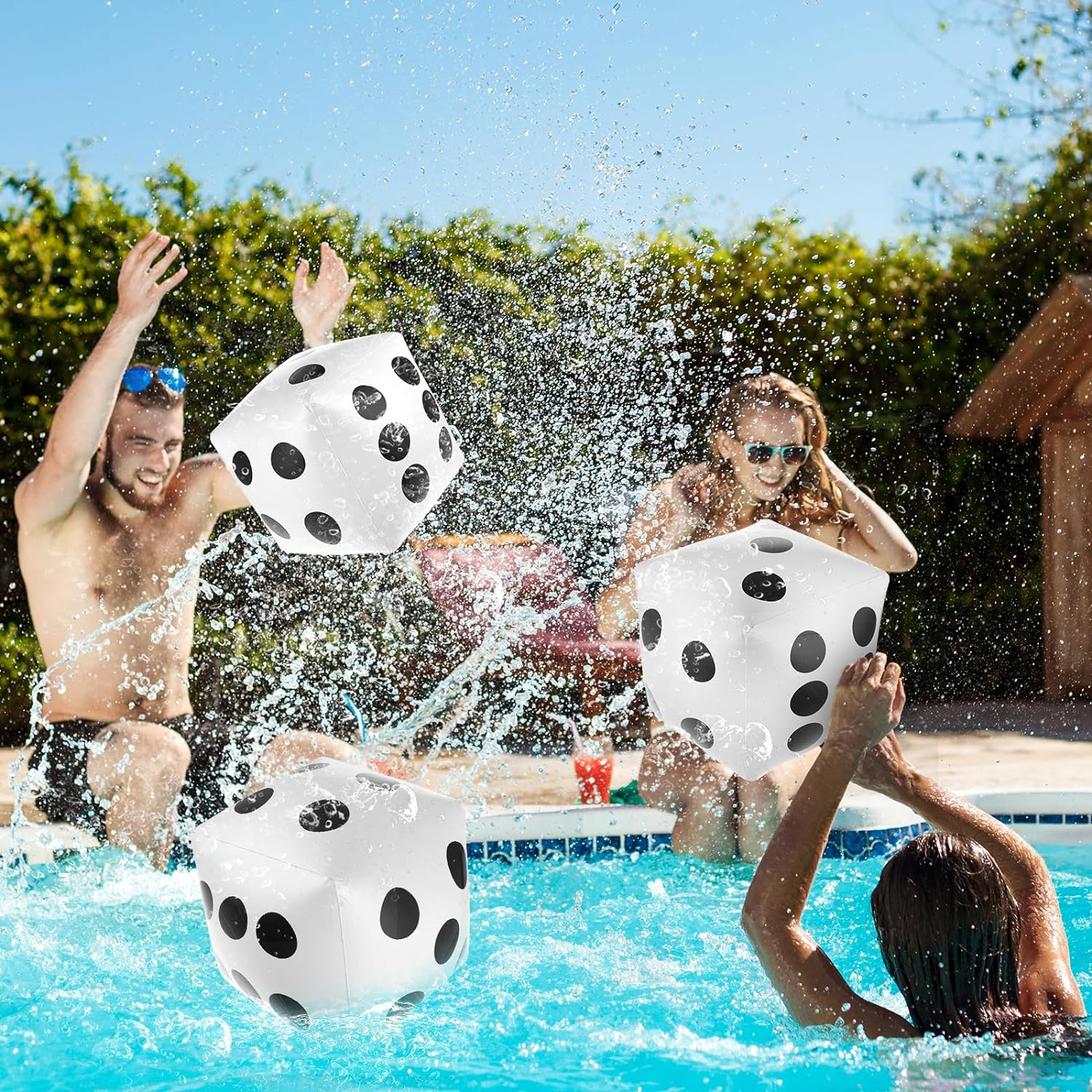 Prasacco Pack of 2 Inflatable Cubes, Giant Cube, Jumbo Inflatable Cube, Pool Toy, Jumbo Cube, Gutter Dice for Pool Games, Lawn Games, Party Favour Outdoor Floor Games image number 1