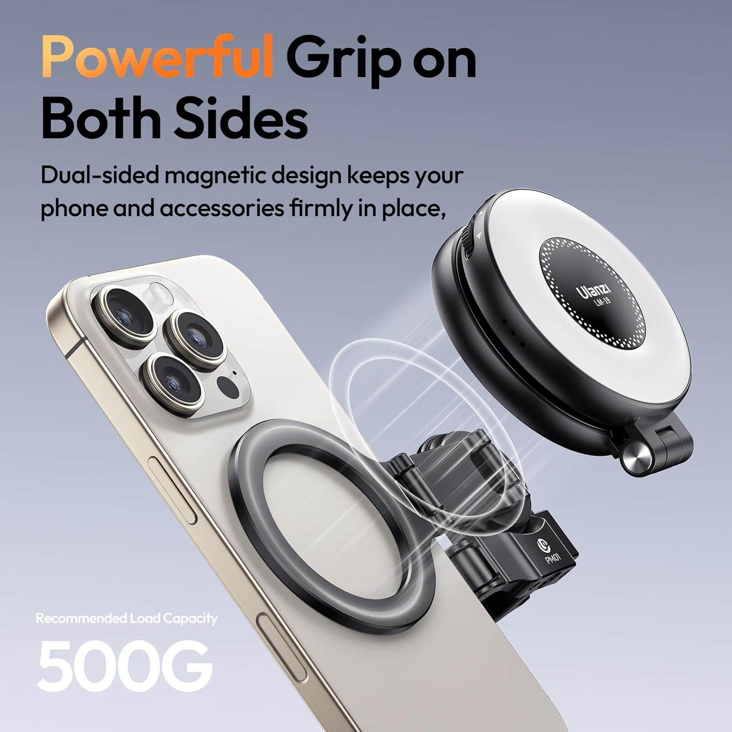 ULANZI PM01 Magnetic Expansion Adapter Compatible with DJI OSMO Pocket 3, Aluminium Magnetic Mount Stand with Cold Shoe and 1/4'' Mount, 181/270/360&deg; Adjustment Magnetic Adapter Pocket 3 Accessories image number 6