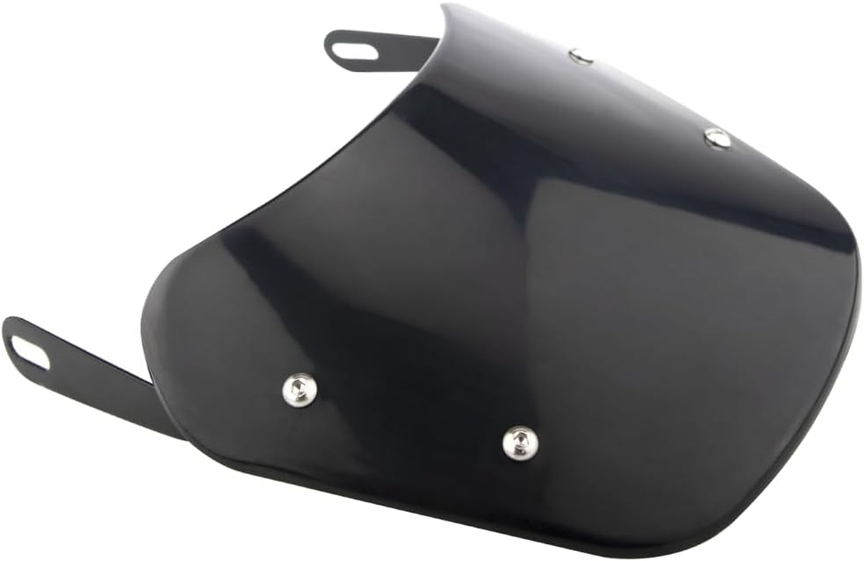 Small Universal Windshield Motorcycle Wind Deflector Windscreen Front Flyscreen with Mount Bracket Fit Motorbike 7" Headlight Compatible with Harley Suzuki Honda Triumph Cruiser Cafe Racer (Black) image number 5
