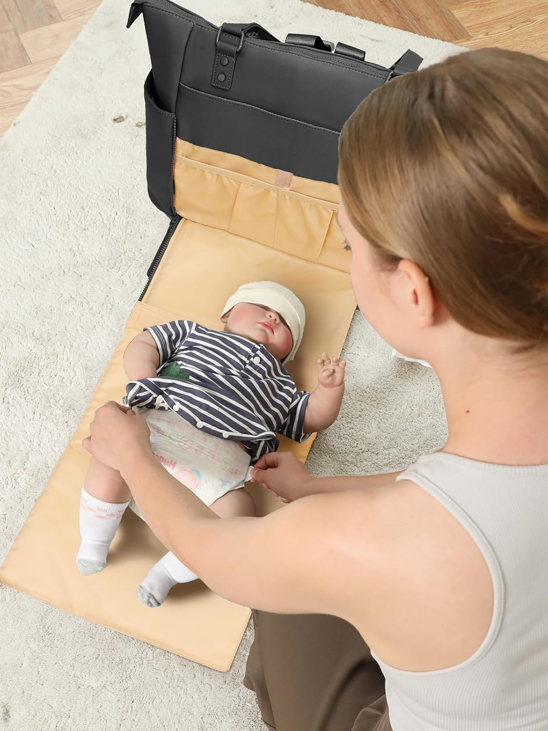 MOMINSIDE Diaper Bag Tote, Neoprene Diaper Bag Backpack with 14 Pockets, Convertible Baby Bag for Boys Girls image number 3