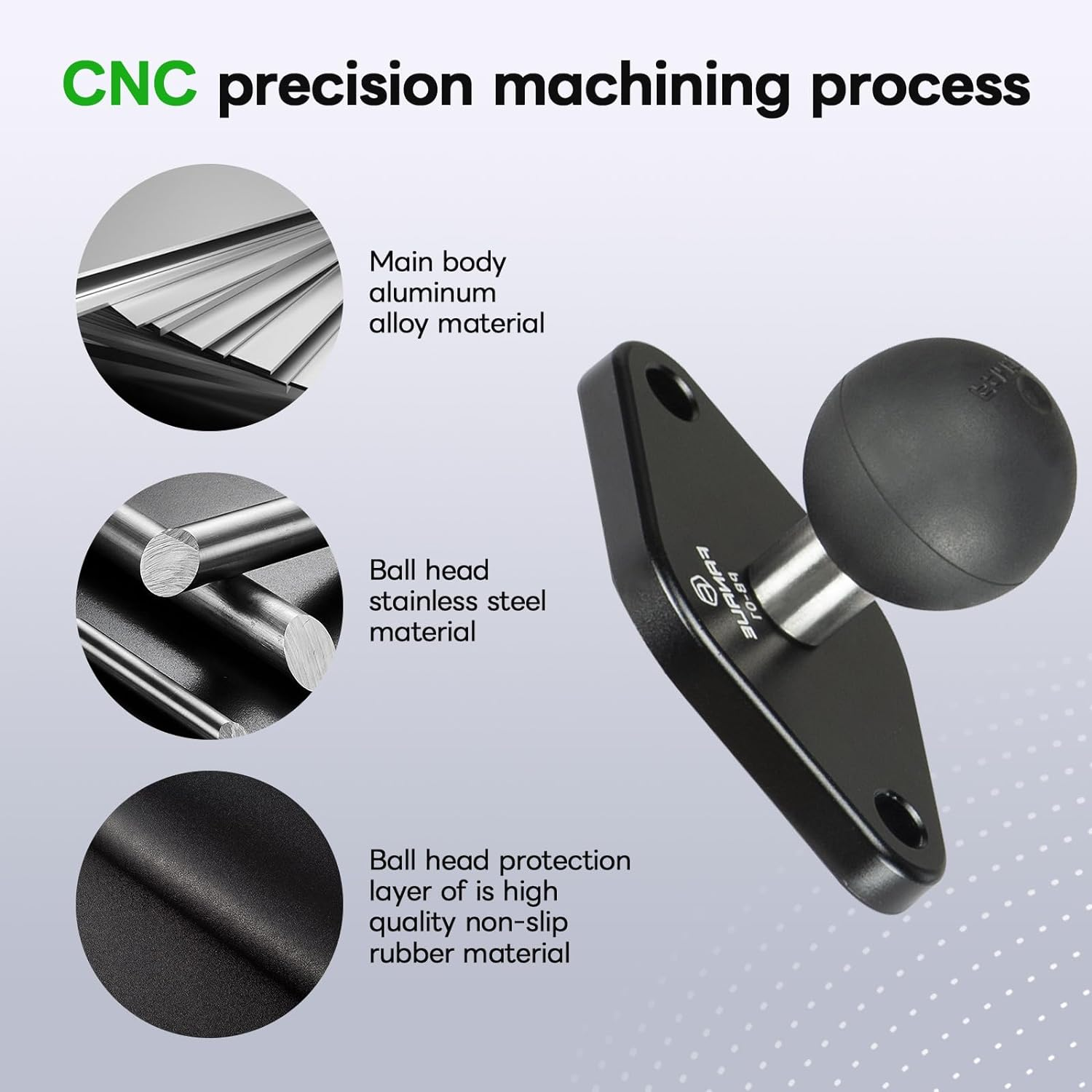 FANAUE Aluminum Alloy 1 Inch Ball with Diamond Mount Base, Compatible RAM Mounts B Size Double Socket Arm and Bike Motorcycle Phone Holder, Industry Standard AMPS Hole 1.912'' image number 6