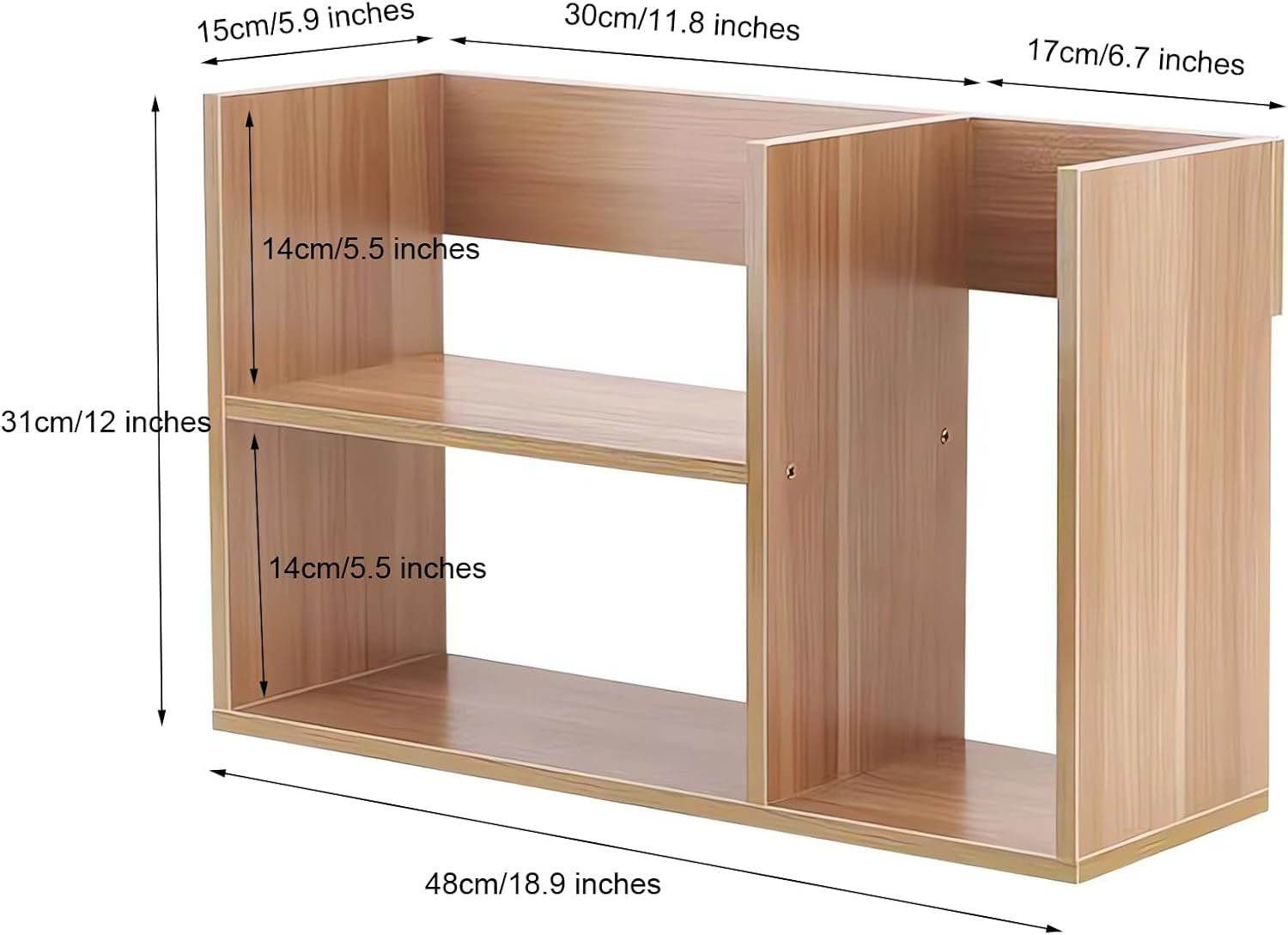 Desktop Bookshelf Organiser, Wood Office Desk Storage Rack, Home Office Bookcase A811 (Wood) image number 2