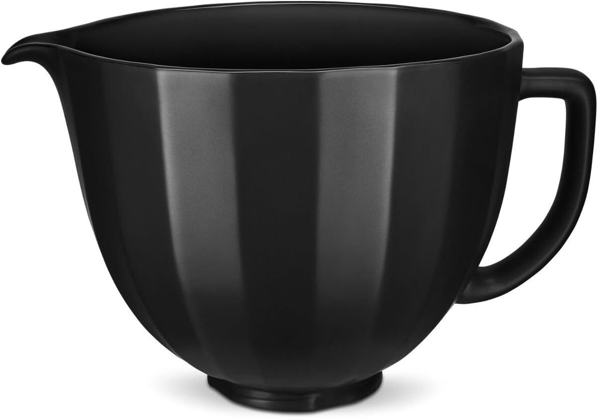 Kitchenaid 5 Quart Ceramic Bowl for All Kitchenaid 4.5-5 Quart Tilt-Head Stand Mixers KSM2CB5PBS, Black Shell