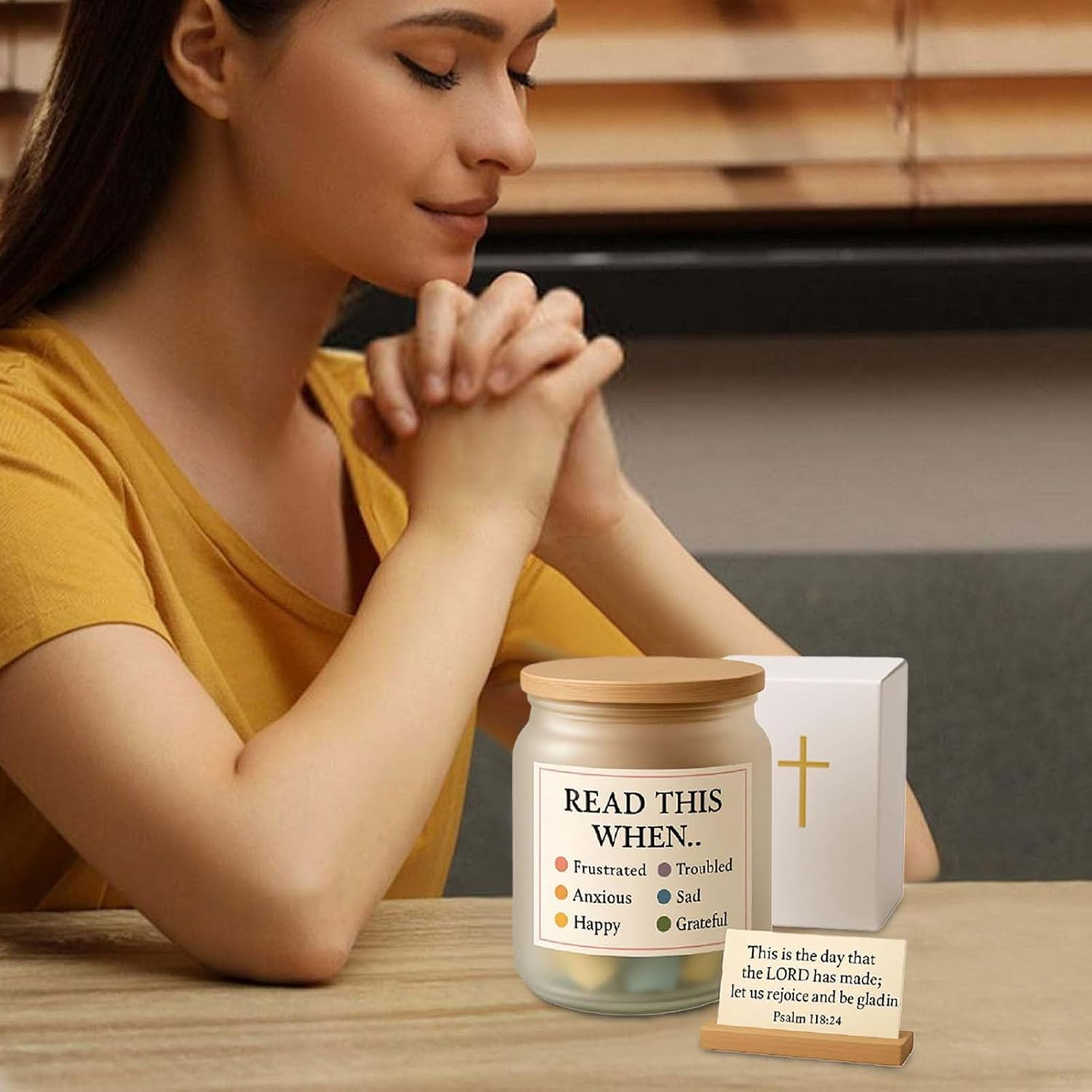 Prayer Glass, Hopeful Bible Verses Glass - Bible Saying Basket Inspirational Prayers for Women Birthday Godmother Easter Christian Christening Home Morning Pastor Bedside Table image number 5