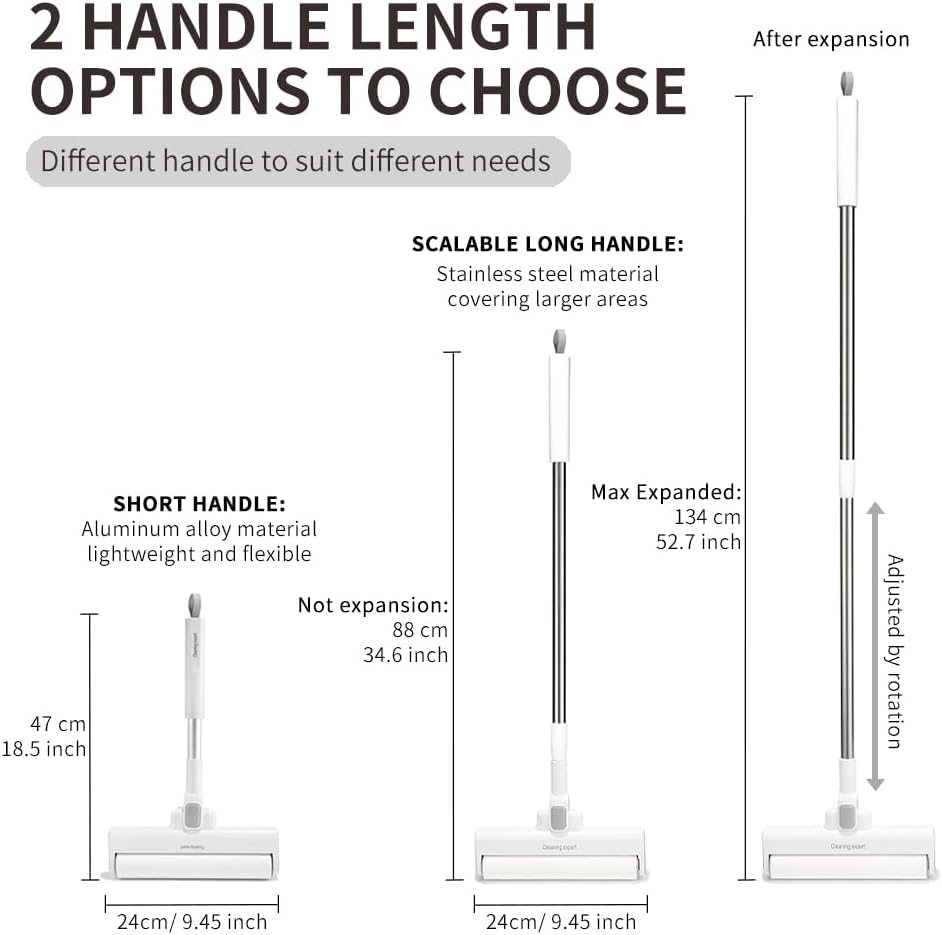 Lint Roller Extra Long Pet Hair Remover Kit with 5 Refills, 175 Sheets, Sticky Roller with Cover for Pet Hair Removal and Clothes Furniture Carpet Cleaning （Scalable Long Handle） image number 5