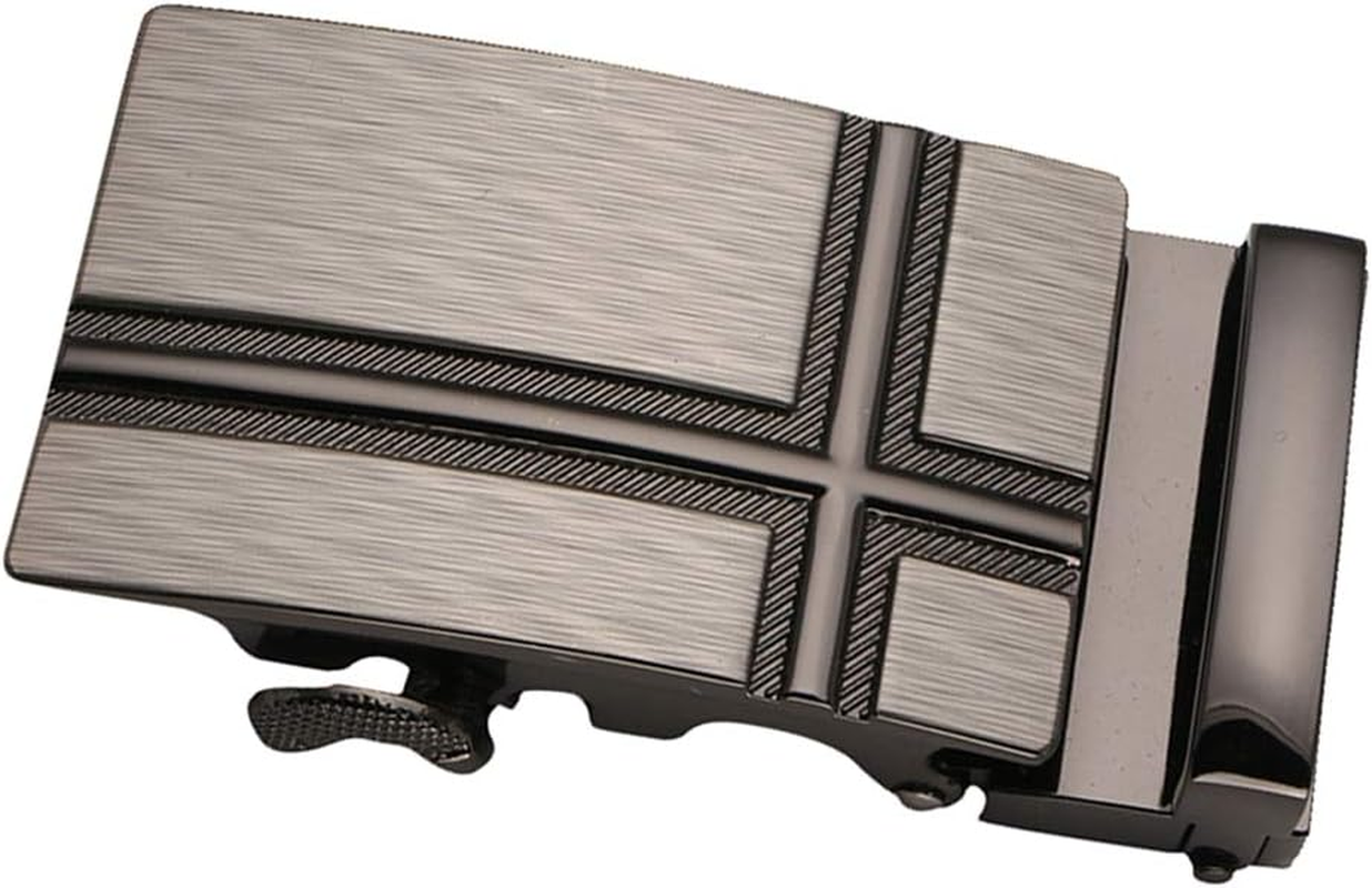 F Fityle Metal Automatic Slide Buckle Replacement Ratchet Belt Buckle Formal Business Belt Accessories for Men