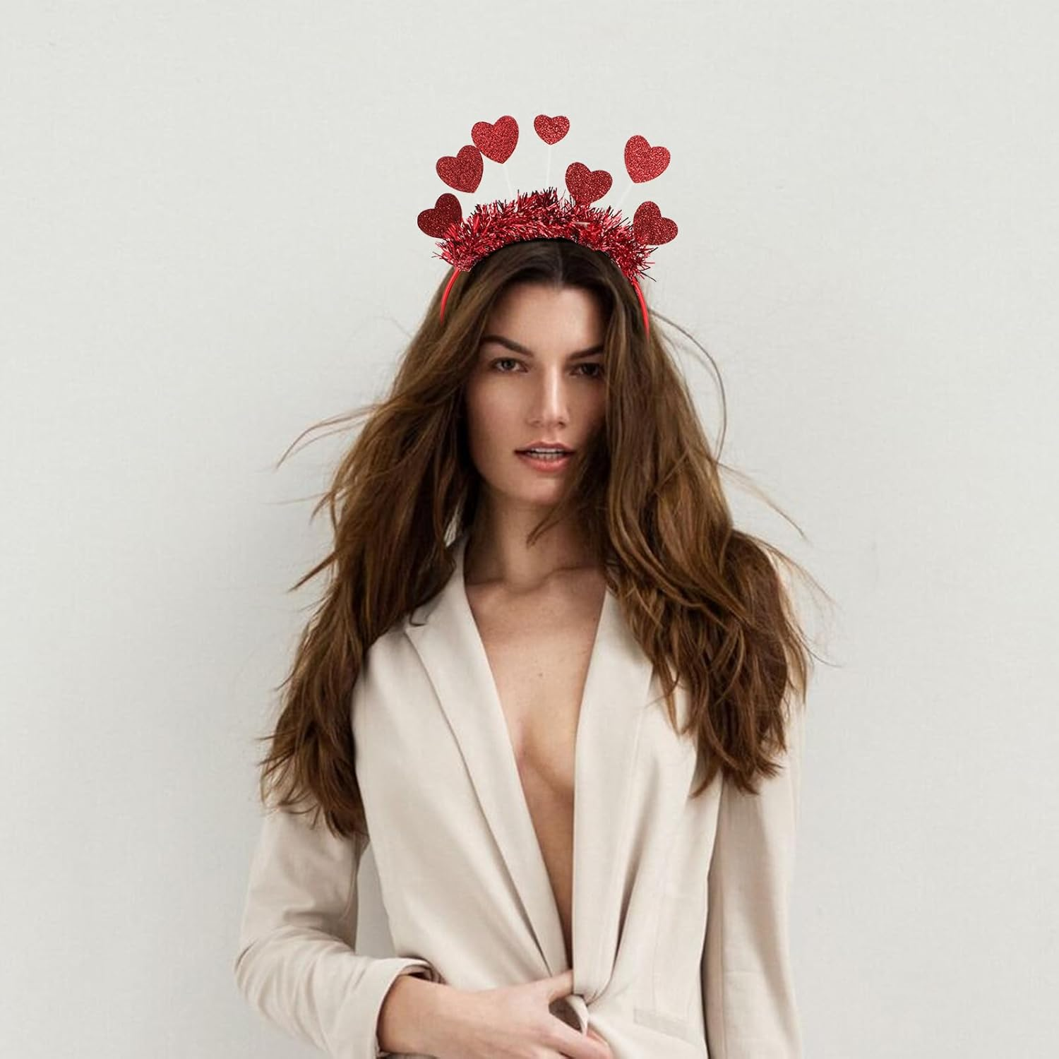 SOLUSTRE Red Heart Headband 2 Pieces Love Heart Antenna Headbands Glitter Love Headband Love Shaped Headband Valentine'S Day Party Hair for Holiday image number 4