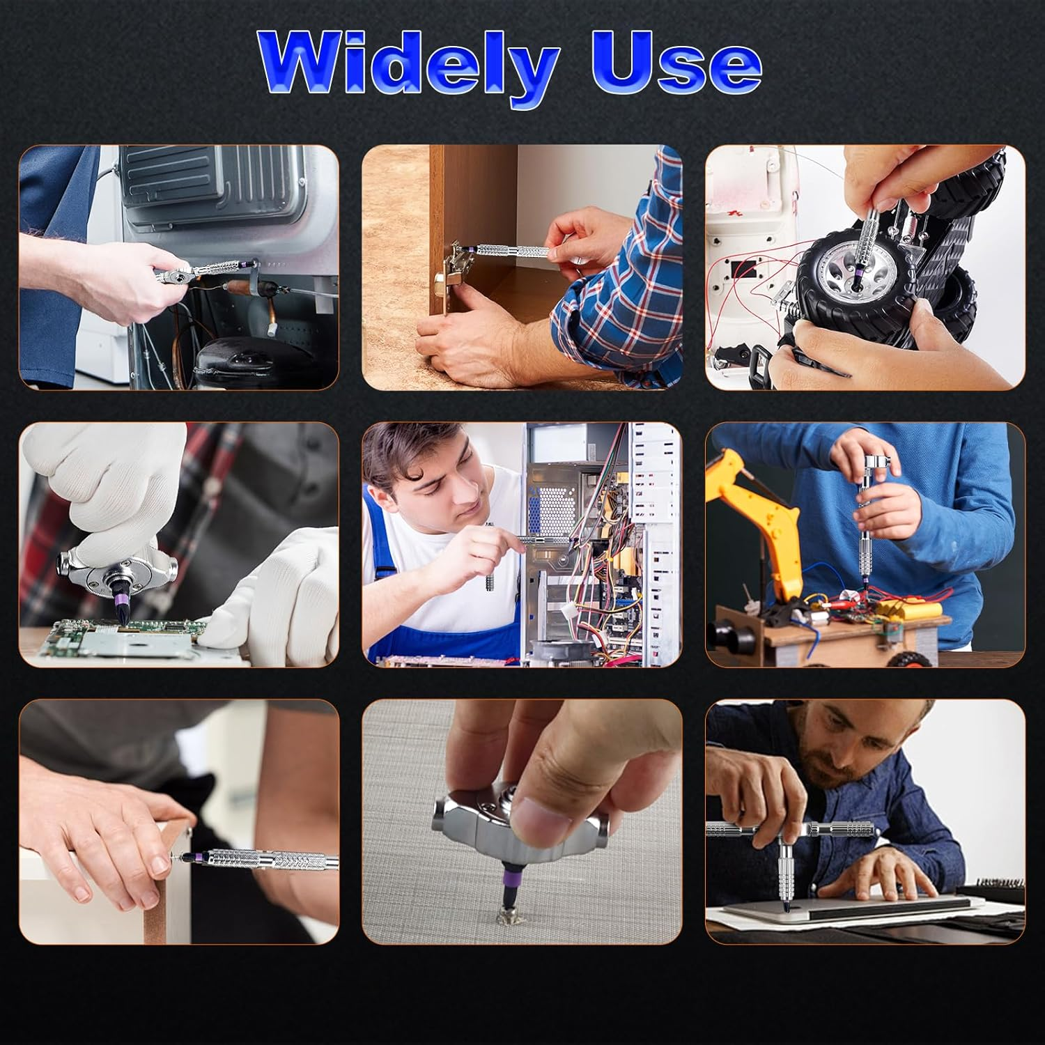 Lecoirrax 40-In-1 Magnetic Screwdriver Set, DIY Ratchet Screwdriver Set with T Detachable Handle, Portable S2 Alloy Steel Steel Repair Tools for DIY, Electronics, Car, Bicycle, Computer(Black) image number 4