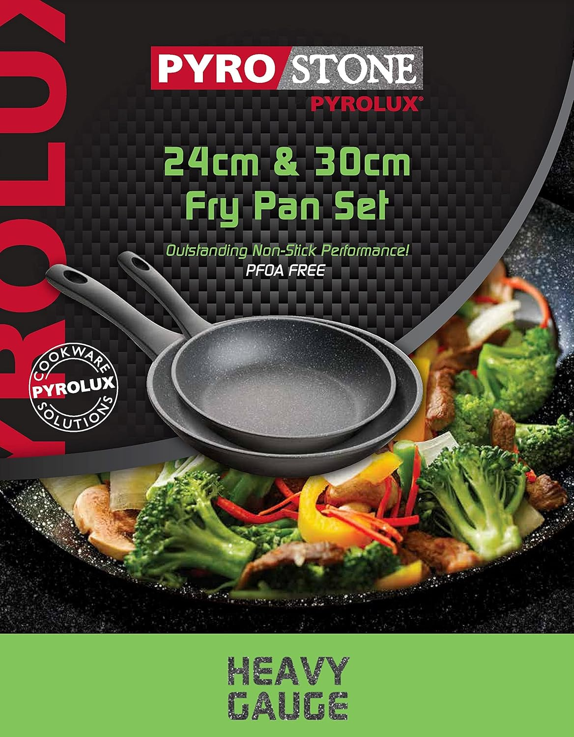 Pyrolux Pyrostone 2-Piece Non-Stick Fry Pan/Skillet Set, 24 & 30 Cm, Black image number 6