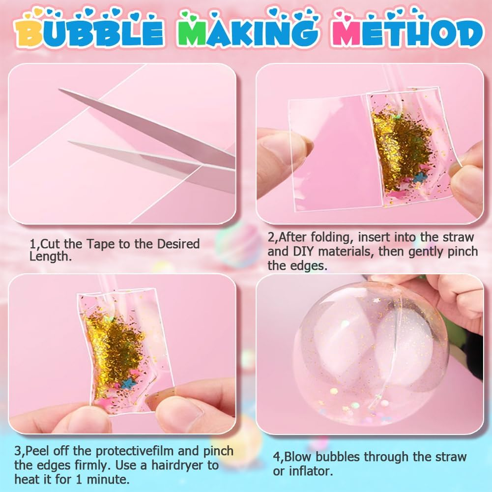 71PCS Nano Tape Bubble Kit with Carry Bag A4,TINY SPARK Nano Bubble Tape Kit with 30Pcs Straws,12Pcs Glitter and Inflator,10Pcs Stickers,Colorful Beads&Accessories,Bubble Balloons DIY Party Favors