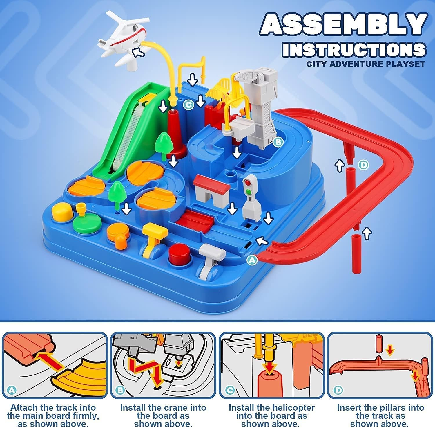 Car Adventure Toys, Race Track for Toddlers, Toy Vehicle Playsets, Toddler Car Toys, City Rescue Preschool Toy Vehicle, Preschool Educational Toy Car Track for Kids 3 4 5 6 7 Year Old image number 1