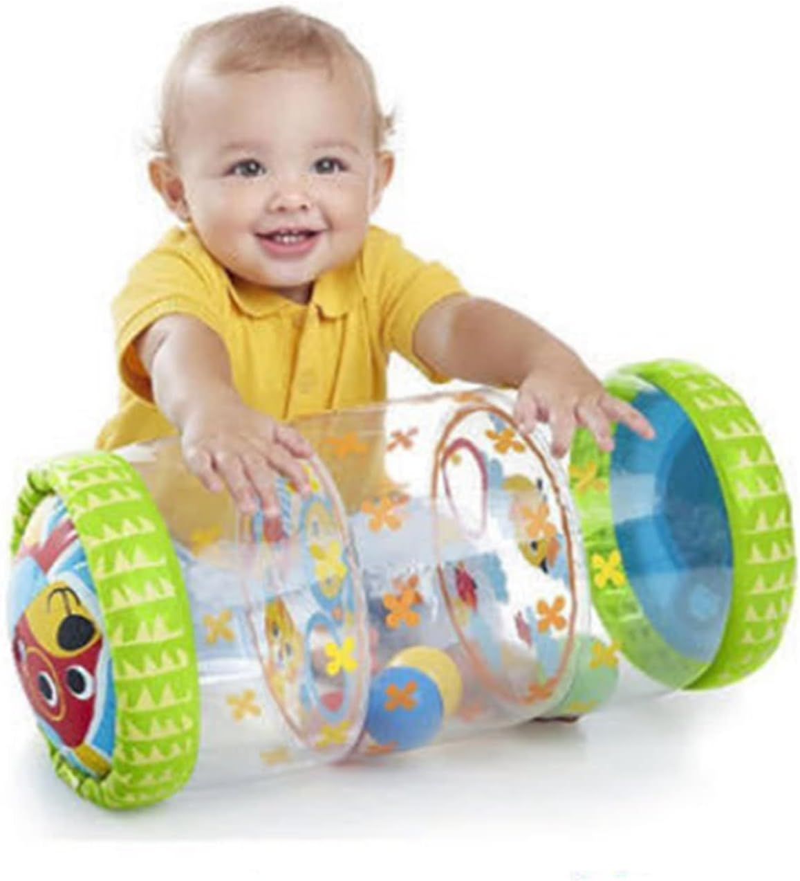 RIZGHWOY Baby Beginner Crawling Roller with Balls and Bells Nonleaking Inflatable Roller Toy for 3 Months to 3 Years Old Babies image number 4