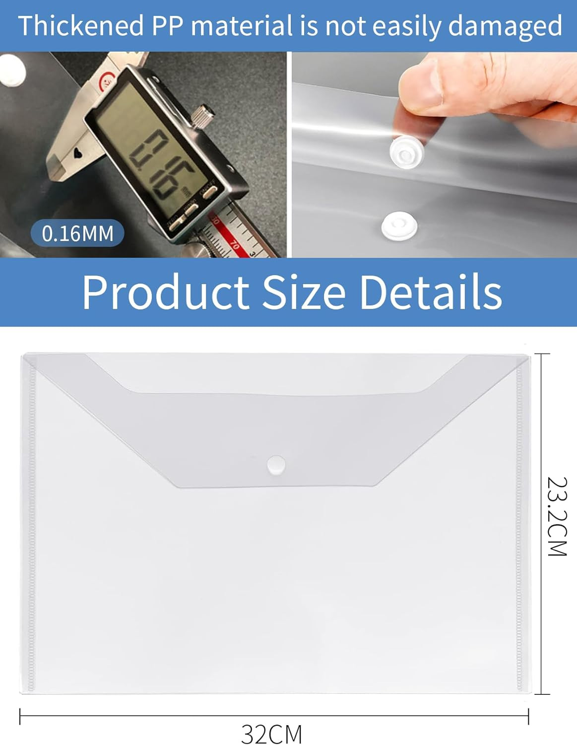 40 Pcs A4 Document Envelope Folders, Clear Letter Size Folders, Snap Closure File Bags, Waterproof Plastic Document Stationery, Envelope Document Organizers Folder for School Home Office Supplies (40) image number 4