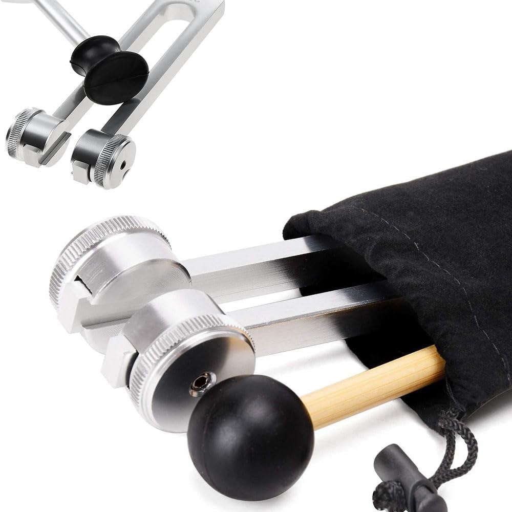 Tuning Forks Set,Armastuse 4 Pack Tuning Fork Set(128Hz, 256Hz, 512Hz) with Tuning Fork Hammer for Sound Sound Vibration Tool(Silver) image number 3