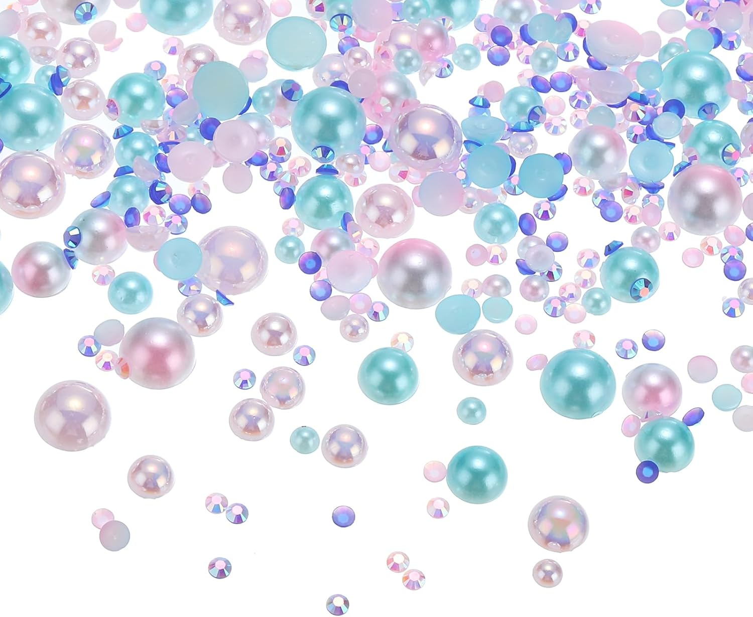 Uxcell 30G Pearls and Rhinestones, 3-10Mm Mix Flatback Rhinestones and Half Pearls Resin Rhinestone for Shoe Hair Nail Crafts Tumbler, Pink Blue image number 4