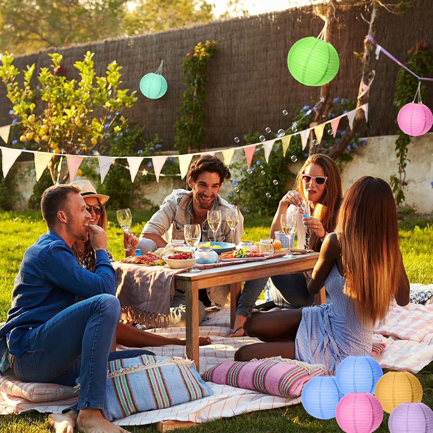 20 Pcs Paper Lanterns, Colorful Chinese round Lantern Hanging Decorations Sizes 4" 6" 8" 10" Hanging Decorative Lamp Shades for Party, Garden,Celebrations,Weddings (Assortment of Colours and Sizes) image number 3