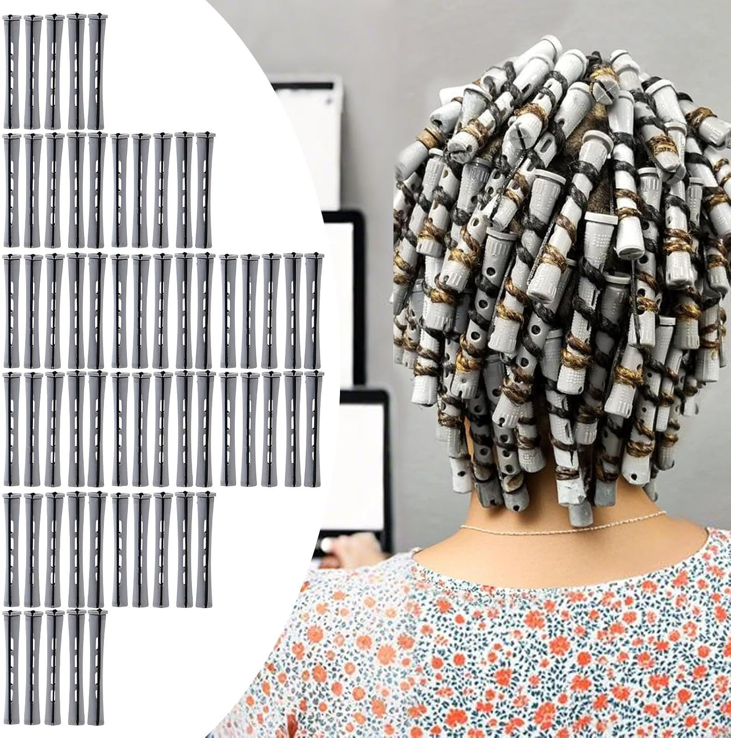 Perm Rollers for Short Hair - 60-Pieces Perming Rods Small,Women Manual Styling Supplies Curling Tools for Home Beauty Salon Hairdressing School Barbershop image number 5