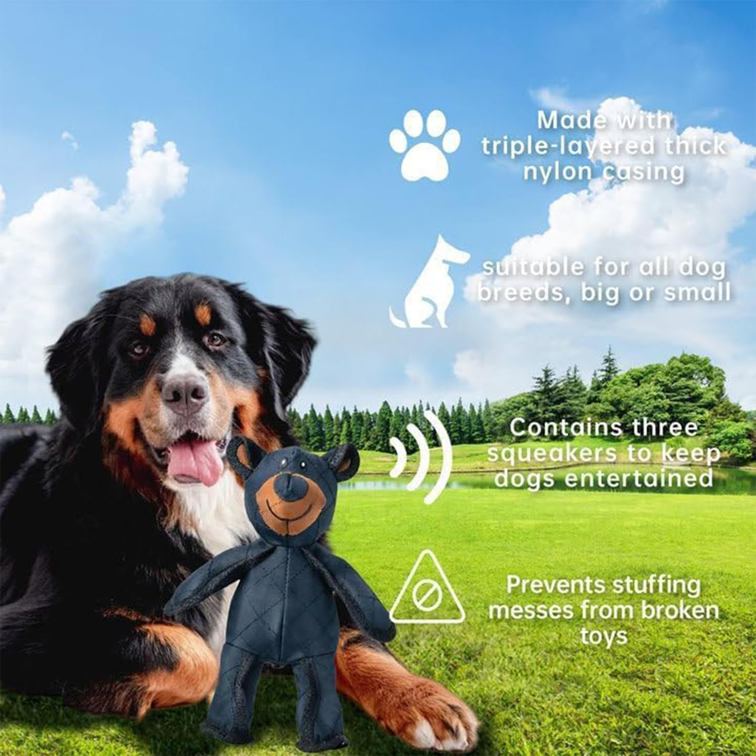 2025 New Unbreak Bear Dog Toy, Unbreakable Extreme Bear Upgraded, Indestructible Bear Dog Toy with Squeaker, Durable Interactive Puppy Toys to Reduce Anxiety & Boredom (Dark Blue)