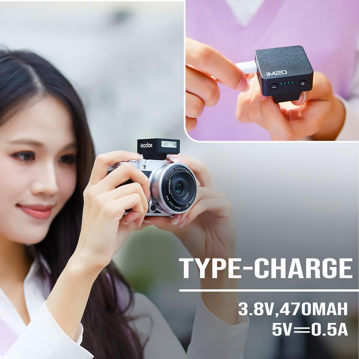 Godox IM20 Mini Camera Flash for Sony ZV1 ZV-1 ZV-E10 ZVE10, Godox Mini Flash for Ricoh GR III Ricoh GR3, External Flash for Canon Sony Nikon Pentax Panasonic Olympus Camera with Center Pin Hot Shoe image number 4