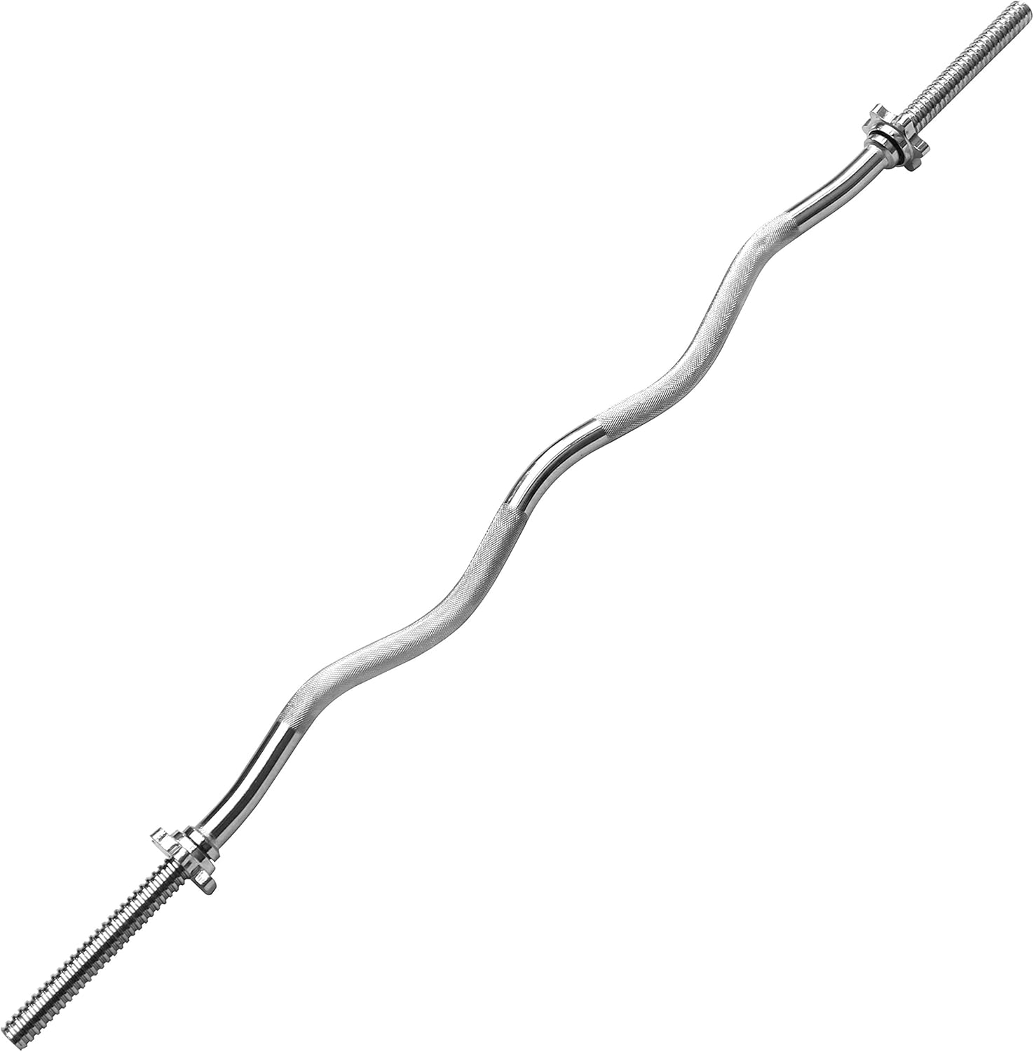 PROIRON Curl Bar Super EZ Bar 25.4Mm Dumbbell Bar 47 Inches Standard Bar with Spinlock Collars 1200Mm