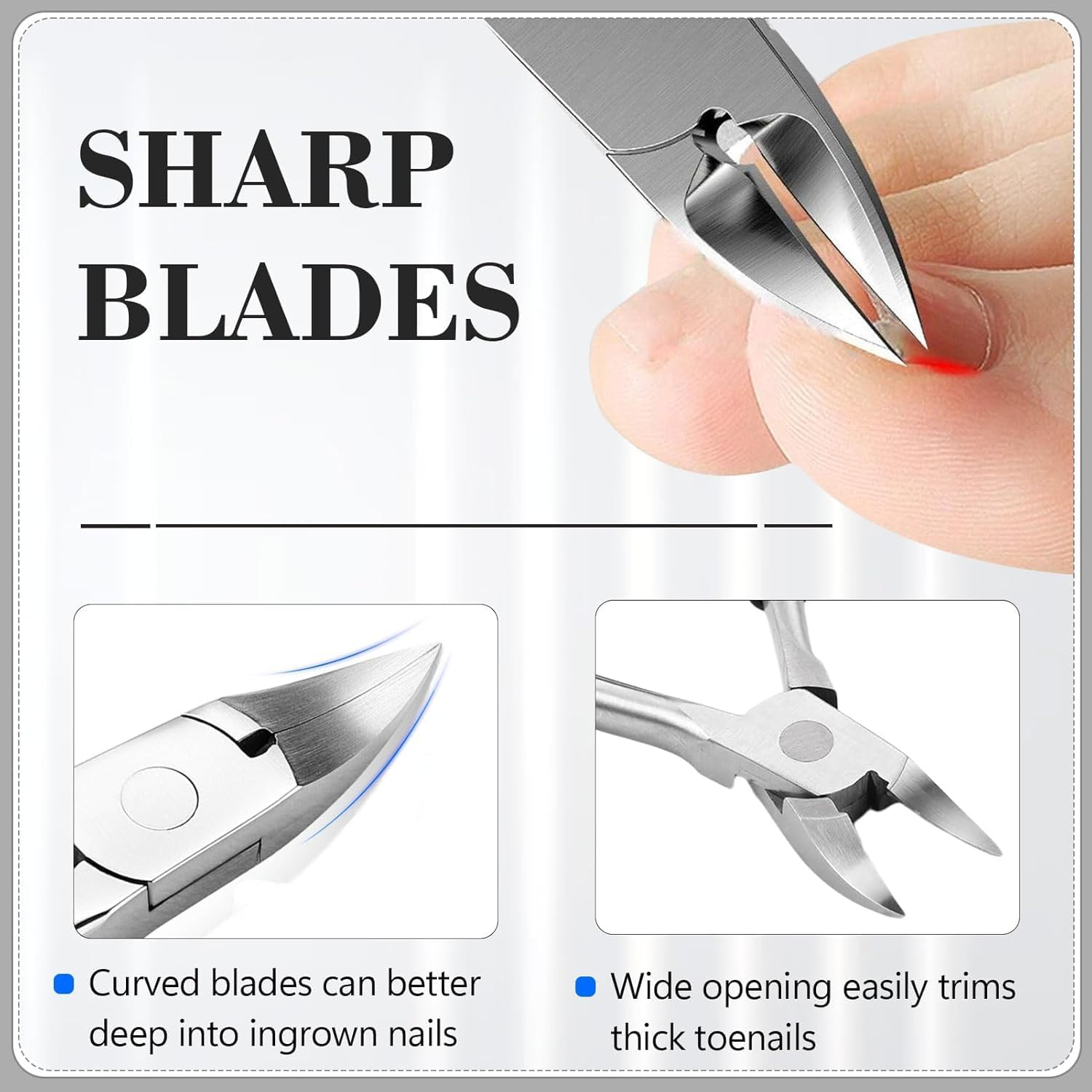 Cuticle Trimmer for Thick & Ingrown Nails - Stainless Steel Pedicure Tool with Sharp Curved Blade - Ingrown Toenail Treatment for Men, Women, Seniors - Podiatrist-Recommended Foot Care Kit（Black） image number 5