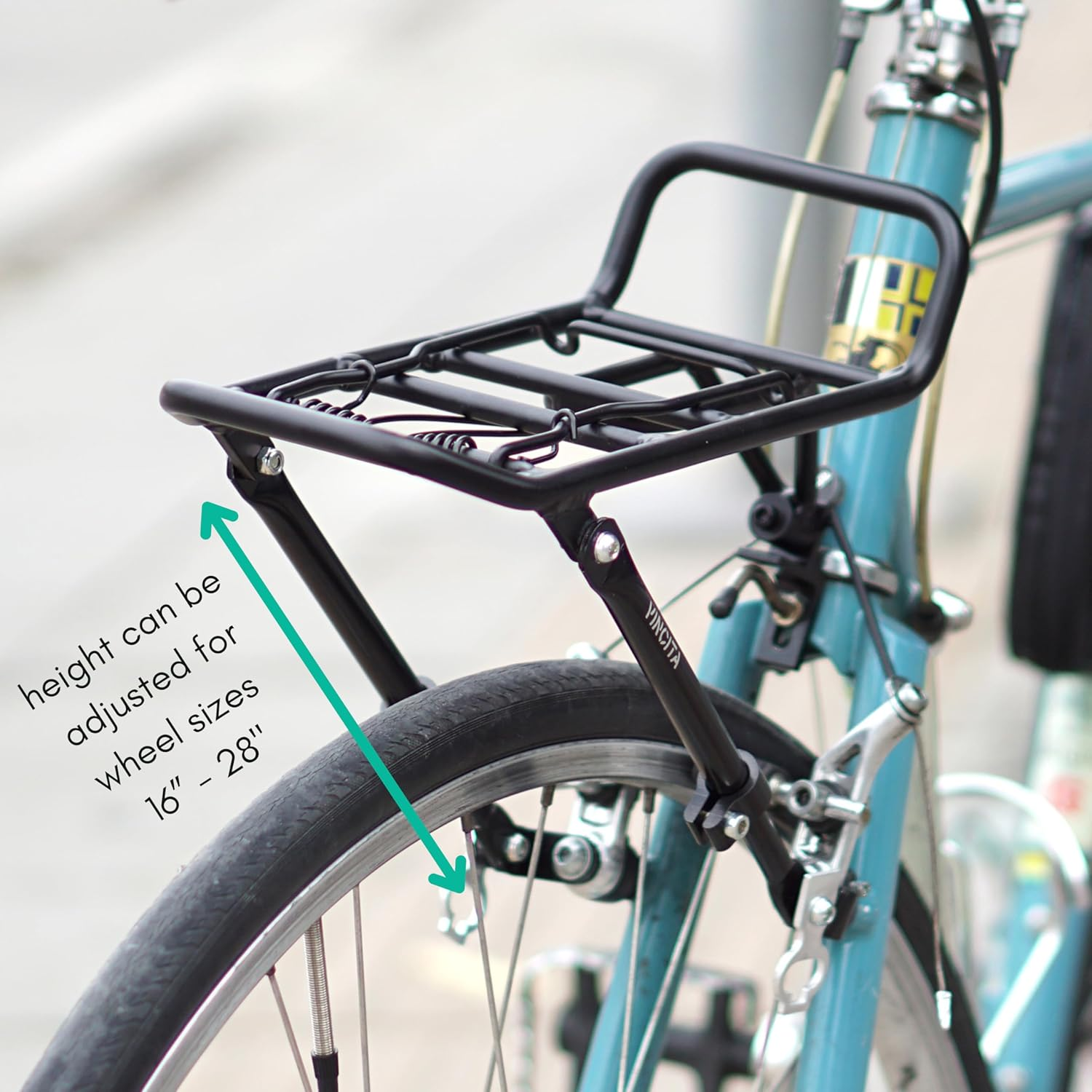 Vincita Front Rack for Bicycle - Cargo Rack for 16"-28" Wheels - Spring Clamp & Bungee Hook Anchor - 22 Lb Load Capacity - Ideal for Road, City, Hybrid Bikes & Ebikes. image number 2