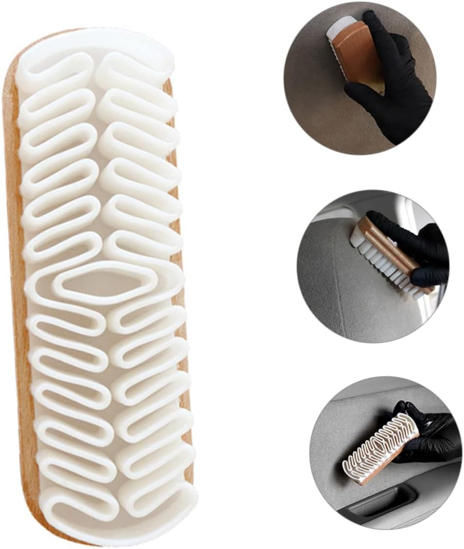 MERRYHAPY Suede Brush Car Interior Cleaning Brush Wood Handle Stain Remover for Car Seats White Automotive Upholstery Cleaner for Vehicle Interior Care image number 6