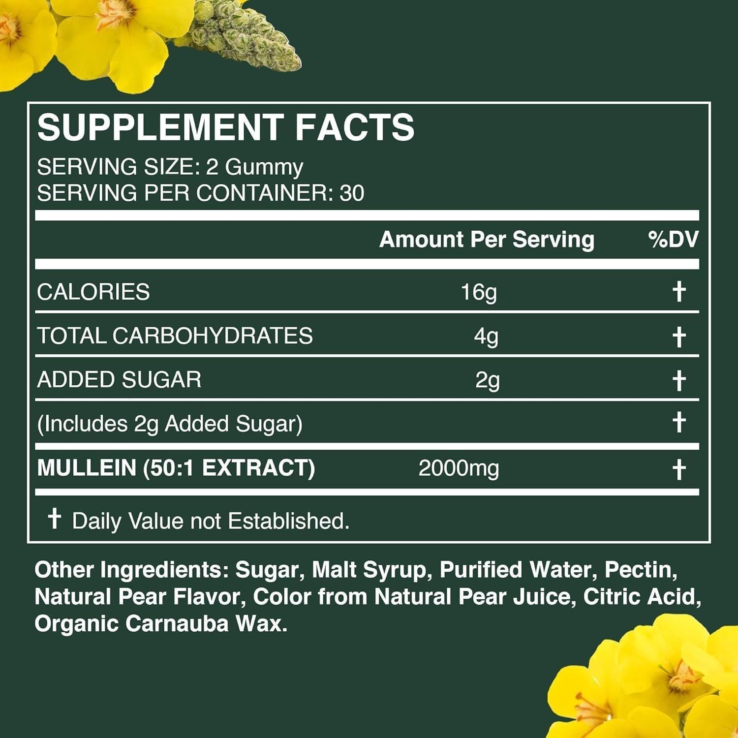 Mullein Gummies, Mullein Leaf Herb Extract for Lungs Health, Mullein Gummies for Men and Women image number 3