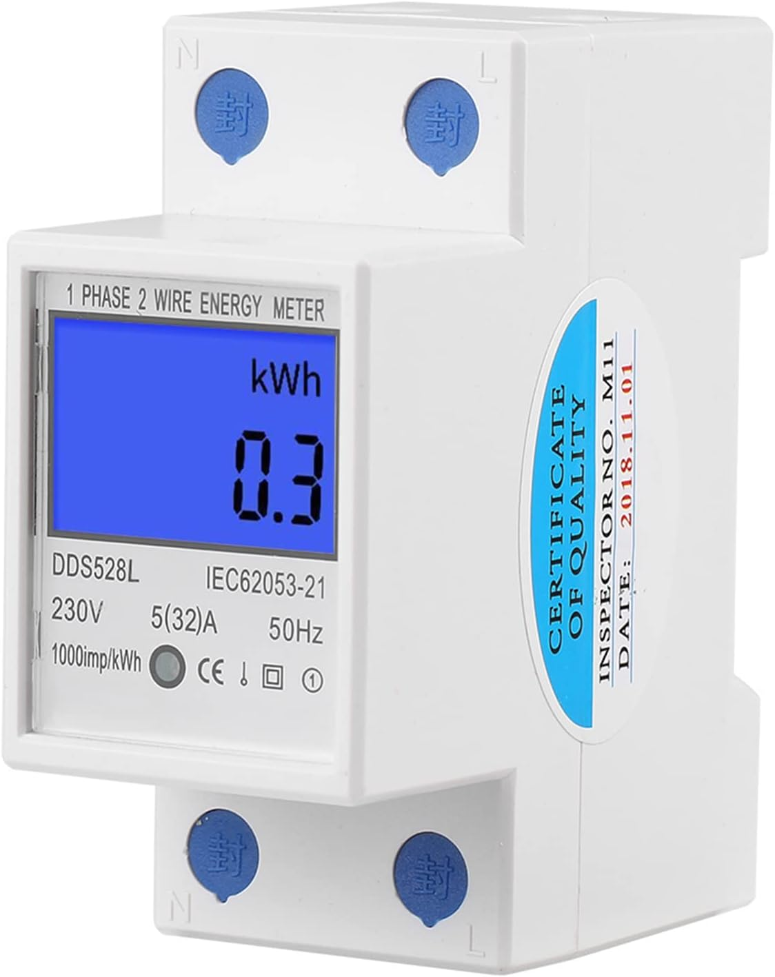 Single Phase DIN Rail Energy Meter, Voltage Current Power and Kwh Meter, LCD Display Electricity Anti-Stealing 5-32A image number 3