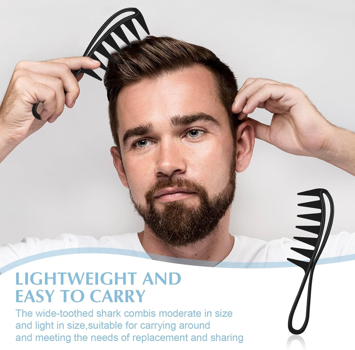 WLLHYF Wide Tooth Comb, Shark Teeth Hair Combs Professional Salon Afro Hairstyle Tool Anti-Static Hair Styling Accessories for Men Women Styling Wet Wavy Hair Wigs