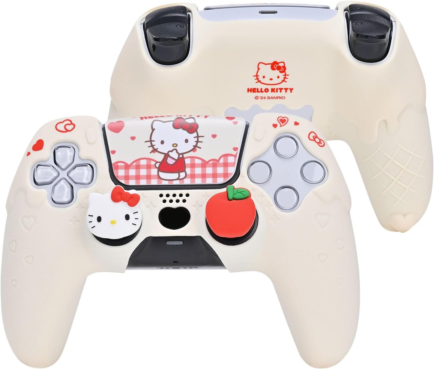 Kuitmor PS5 Controller Skin Case Set,Silicone Protective Cover Case,Anti-Slip Cute Kitty Protective Shell for PS5 Controller with 2 Thumb Grip Caps and 2 Stickers image number 2