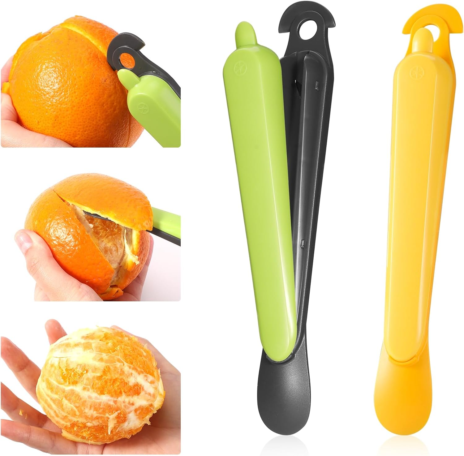 2Pcs 5-In-1 Orange Peeler, Stainless Steel Fruit Peeler Kitchen Gadgets Orange Peeler Grapefruit Pomelo Peeler Tool Citrus Peel Cutter, Easy to Peel for Home Kitchen Use (Green, Yellow) image number 5