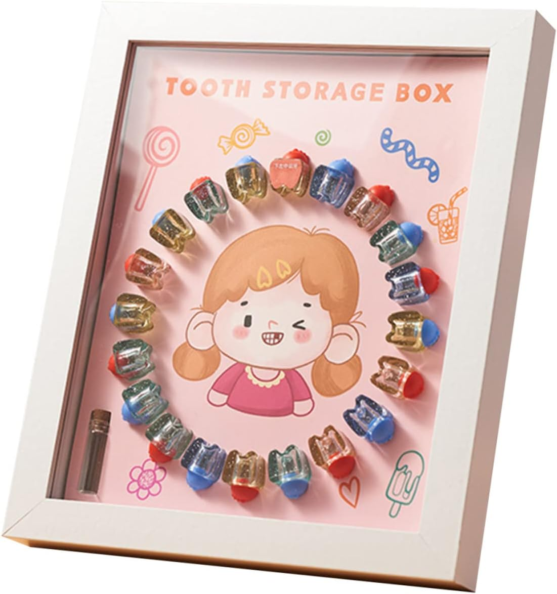Baby Tooth Keepsake Box and Deciduous Tooth Holder for Kids White Frame Suitable for And image number 3