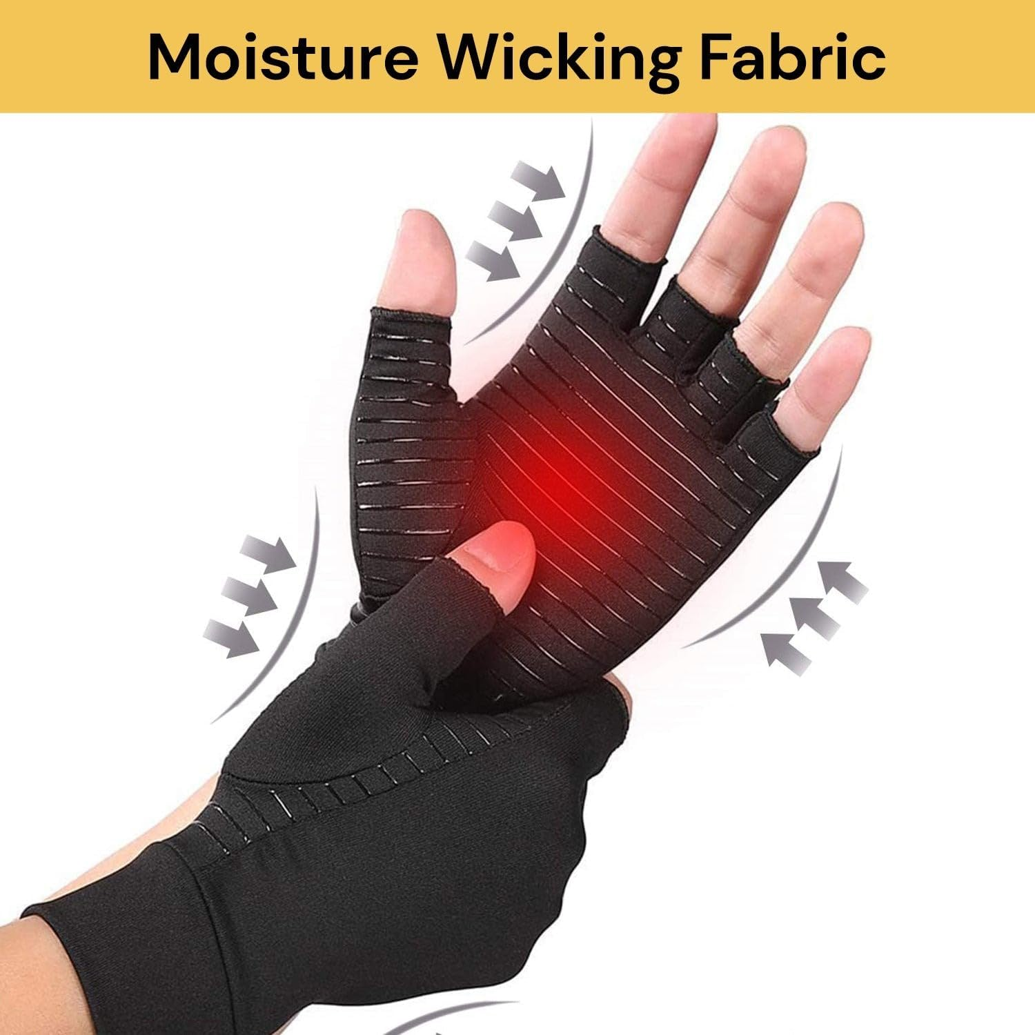 EZONEDEAL Compression Gloves, Copper Arthritis Gloves Can Relieve Joint Pain, Carpel Tunnel, Rheumatoid Arthritis, Swelling and Fatigue Symptoms, Hand Brace Support for Women and Men image number 3