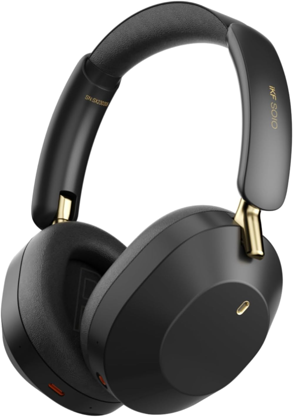 Ikf Solo Active Noise Cancelling, over Ear Bluetooth Headphones, Hi-Res Audio,130Hplaytime, Foldable Design, Wired Mode, Bluetooth V5.3 Headset with Mic, Transparent Modes for Travel（Black Gold） image number 2