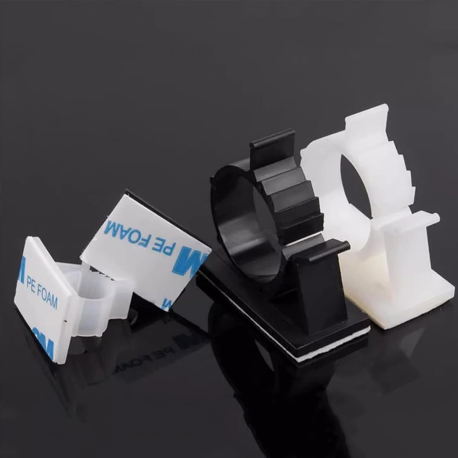 Clearhill 50 Pcs 4-Section Adjustable Self-Adhesive Nylon Cable Clips &ndash; White Wire Holders for Maximum Diameter 0.36 Inch (9.3Mm) &ndash; Cord Management for Home, Office, Car &ndash; Durable & Easy Installation image number 6