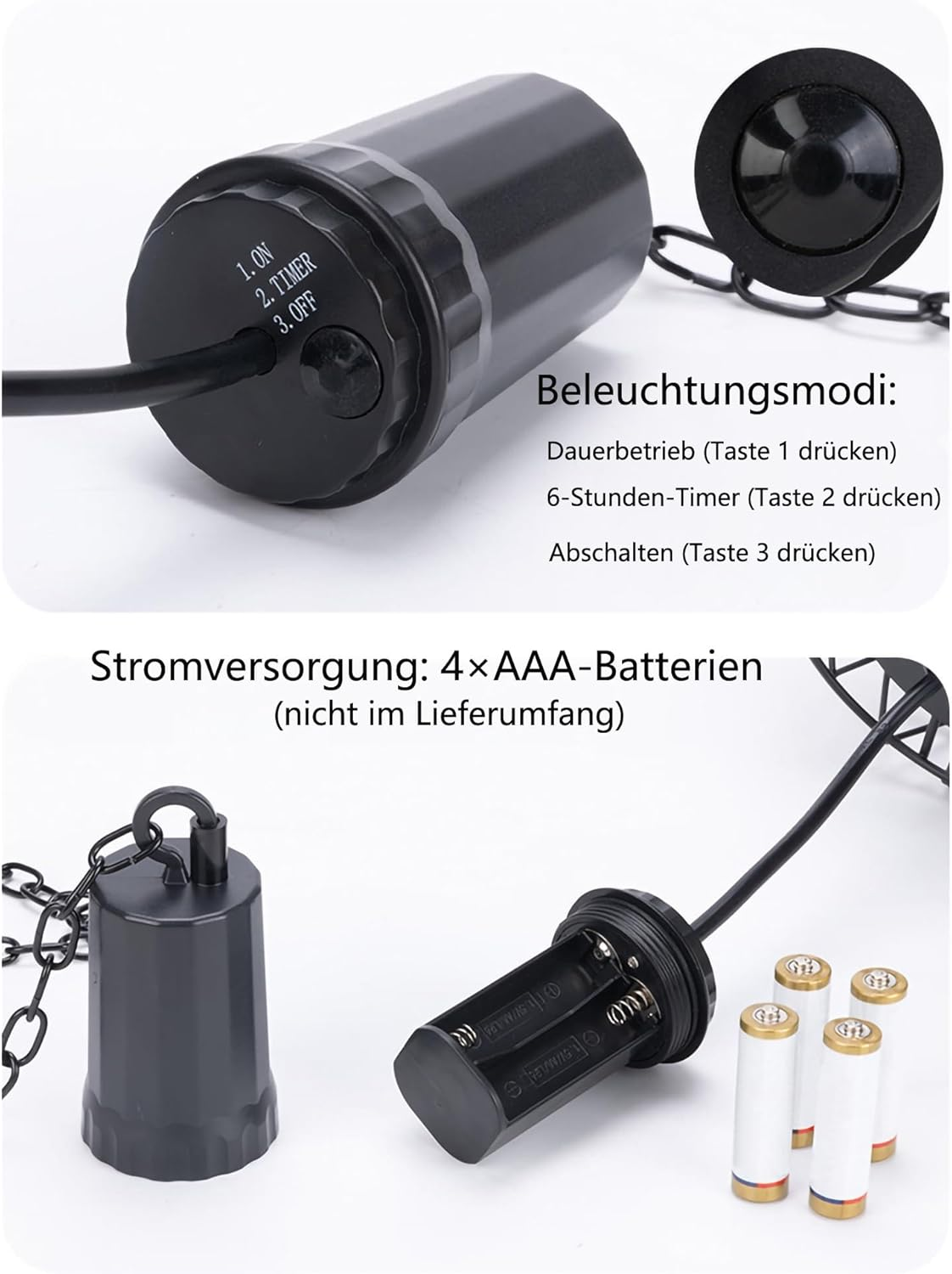 Pearlstar Hanging Lamp with Battery, Battery Operated Rattan Lamp, Hanging 6 Hour Timer, Outdoor Indoor Ceiling Light, Lantern Pendant Light for Patio, Garden, Patio, Living Room, Dining Table