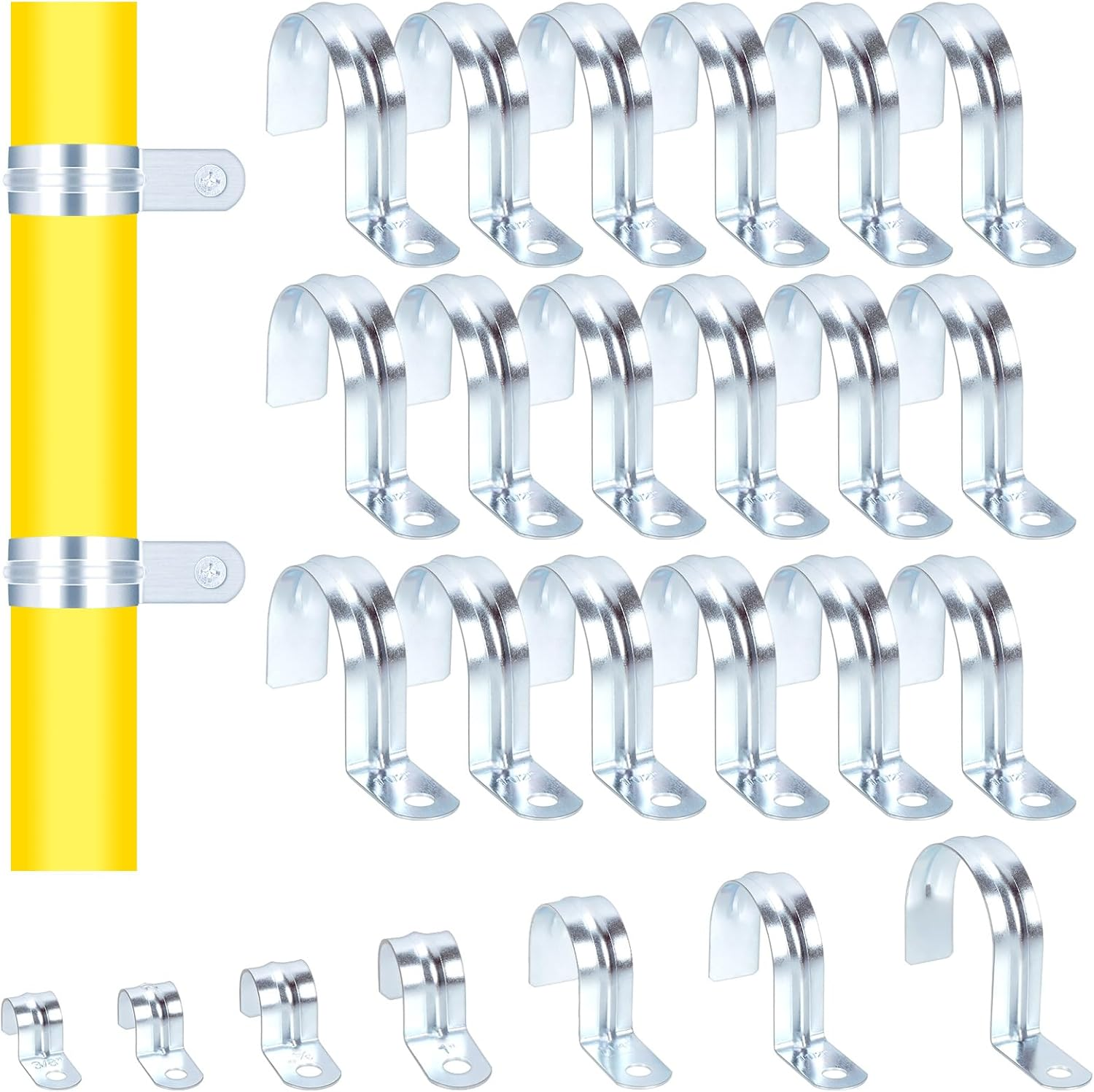 Glarks 20Pcs 1-1/2&rsquo;&rsquo; One Hole Pipe Straps Kit, Zinc Plated Steel EMT Pipe Straps with 1 Hole, EMT Conduit Clamp Single Hole Pipe Clamp for EMT Conduit Pipe Fixing