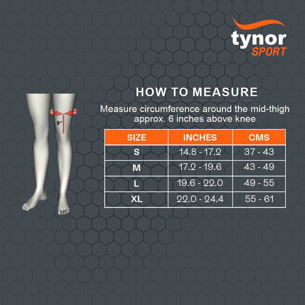 TYNOR Thigh Compression Sleeves Upper Leg Brace for Men & Women Adjustable Non Slip Hamstring Quad Wrap Support Spandex Breathable Compression Thigh Sleeve for Tendinitis, Workouts & Sports, Large image number 1