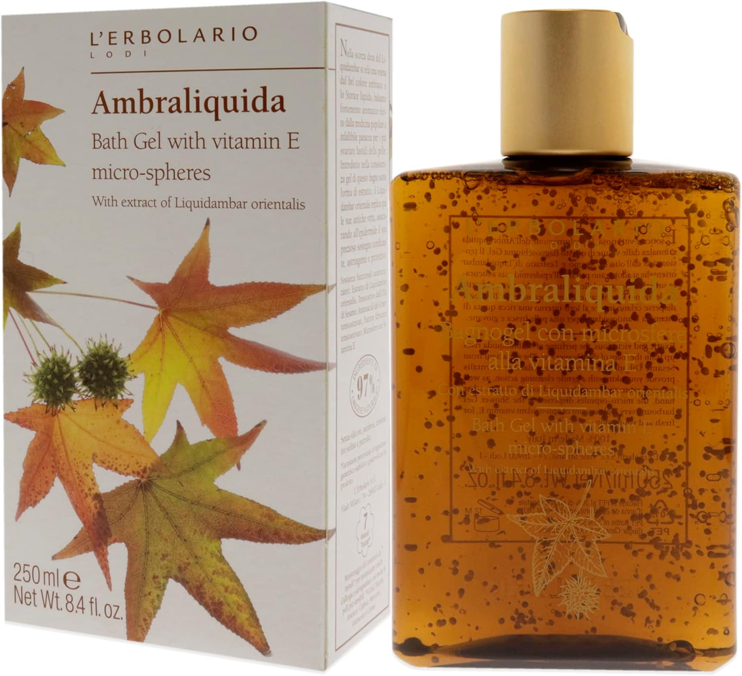 Lerbolario Ambraliquida Bath Gel with Vitamin E Micro-Spheres for Unisex 8.4 Oz Shower Gel image number 2