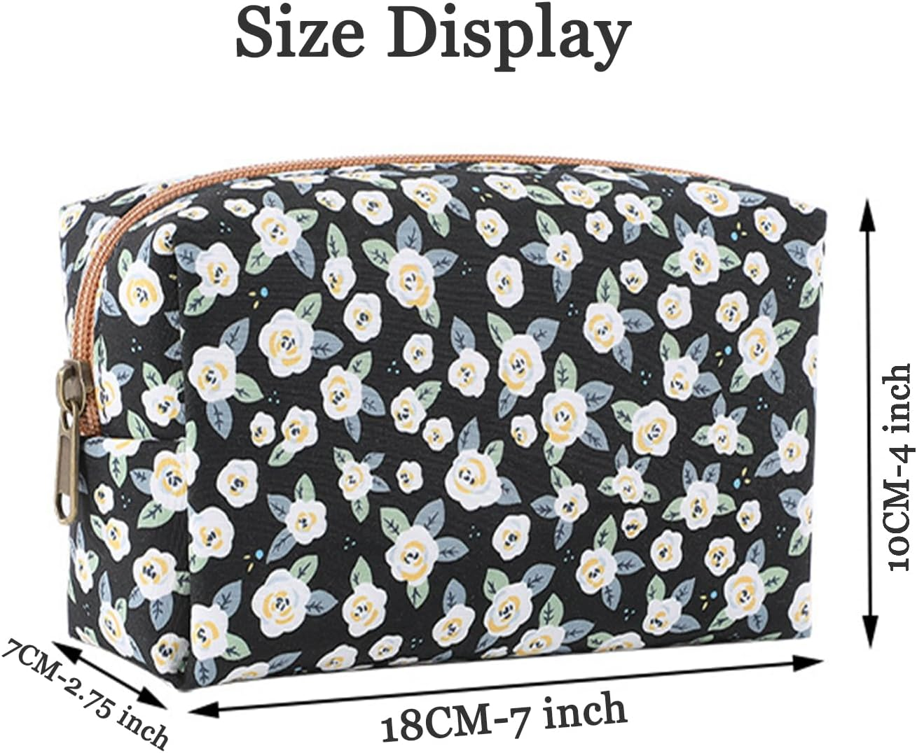 Makeup Bag, Floral Cosmetic Bag,Large Capacity Toiletry Kit,Cosmetics Bag, Travel Toiletry Makeup Bags Zipper Pouch - Picture 2 image number 4