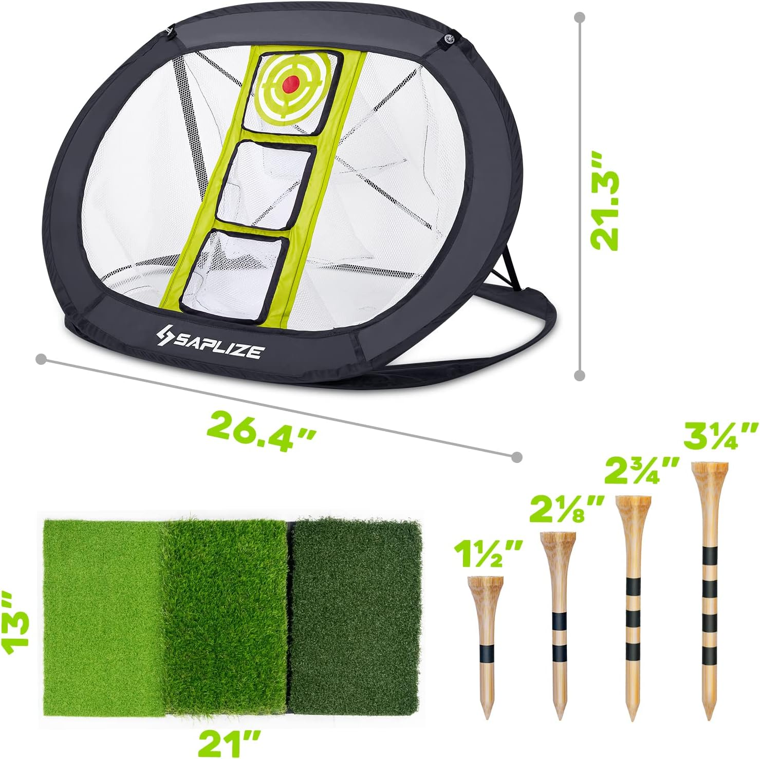 SAPLIZE Golf Chipping Net with Hitting Mat, Ultra-Stable Pop up X-Shaped Golfing Target Net for Indoor/Outdoor/Backyard Accuracy and Swing Practice, Portable Golf Training Net image number 3