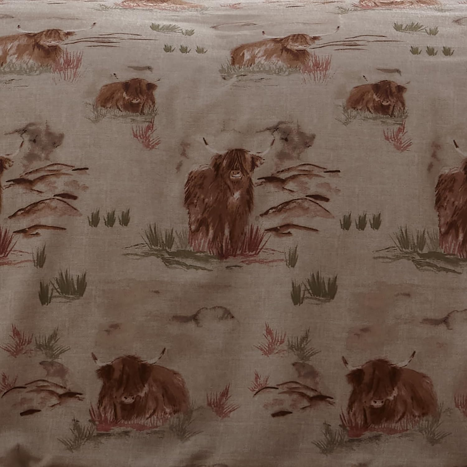 Dreams & Drapes - Highland Cow Duvet Cover - King Bedding Size (230 X 220Cm) - Soft 100% Brushed Cotton - Red Checkered Bedding with Cows - Highland Cow Bedding in Red Terracotta - Woodland Bedding image number 4