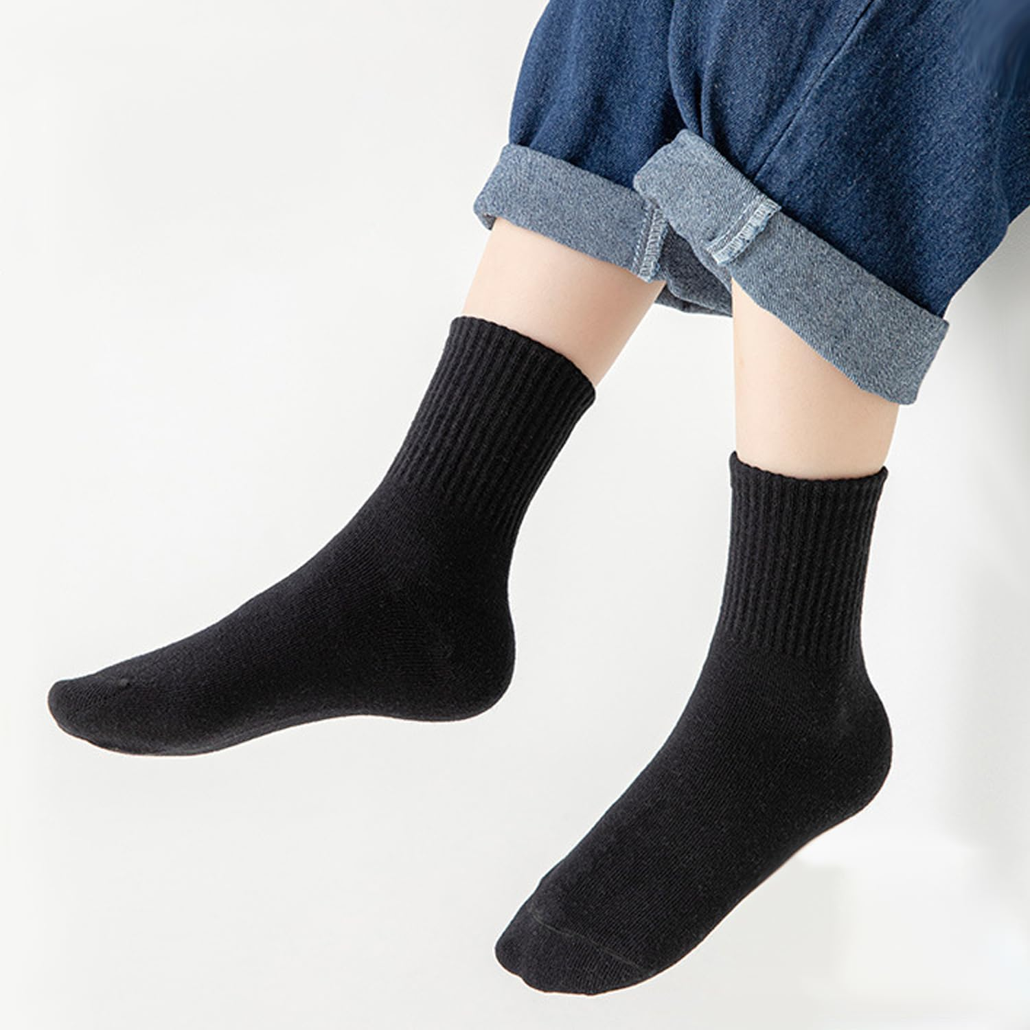 10 Pairs Unisex Kid Socks, Soft Cotton Baby Toddler Crew Socks for 1-3/3-5/6-8/8-12 Years Old Boys Girls Kids Children Youth Breathable Athletic Trainer Ankle Socks for Baby Boy Girl image number 4