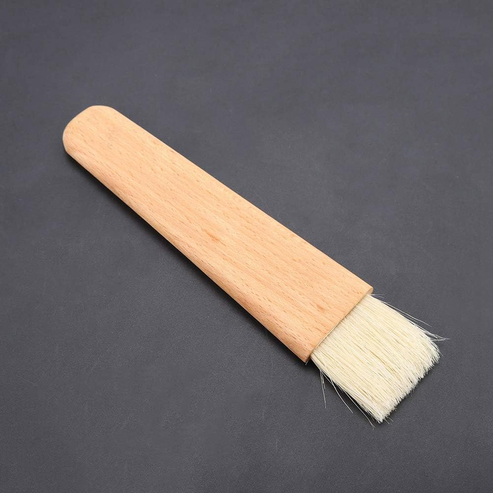 Wooden Barbecue Brush, Wooden BBQ Brush for Oil Sauce Butter Marinades, Food Brushes for BBQ Grill Kitchen Baking, Baster Brushes Baste Pastries Cakes Meat Desserts (Flat Handle Brush)