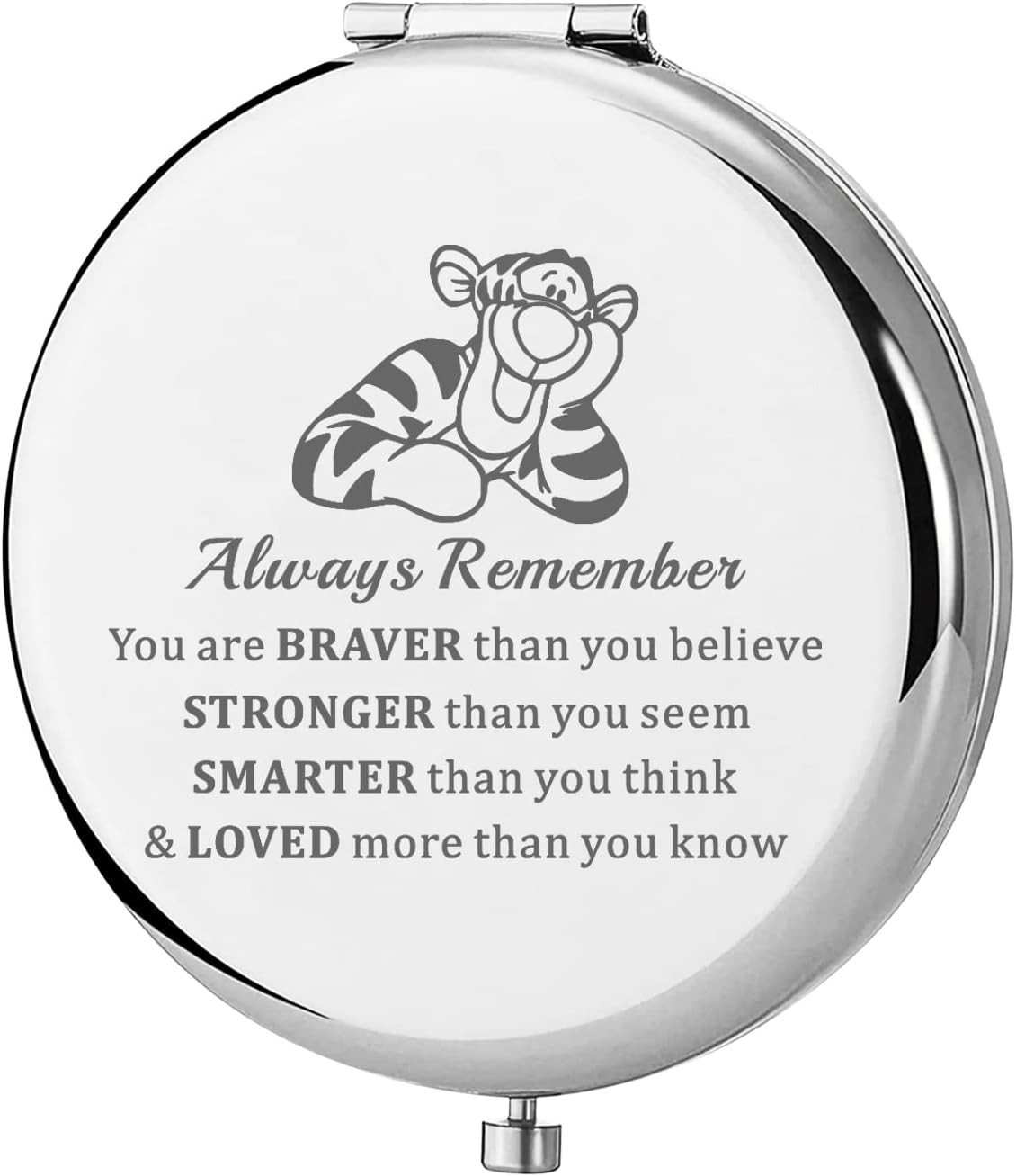 KEYCHIN Tiger Pocket Mirror Cartoon Movie Fans Gifts You Are Braver Stronger Smarter than You Think Compact Makeup Mirror for Women Girls Teenagers (Tiger Always-S)