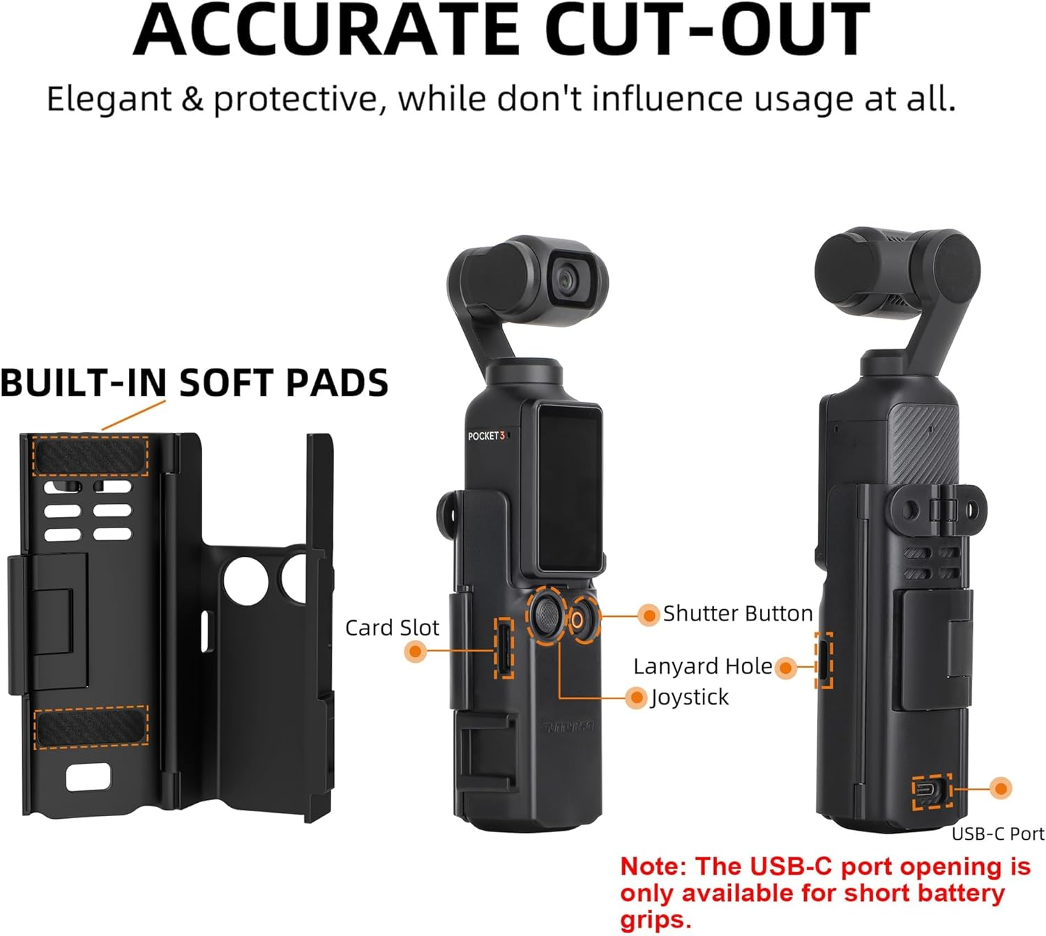 Pocket 3 Expansion Adapter, XICEN DJI Osmo Pocket 3 Creator Combo Handle Accessories Cold Shoe, Support Extended Mounting Bracket Microphone LED Lamp Tripod Strap Bicycle Backpack Clip image number 1