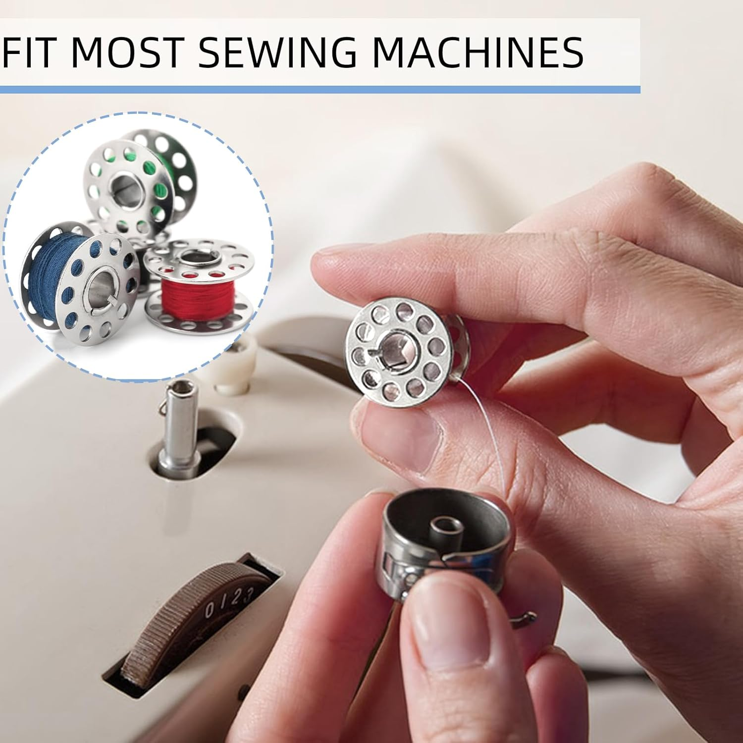 25 Pcs Metal Bobbins,Sewing Machine Bobbins Sewing Machine Accessories with Storage Box Class 15 Bobbins,Suitable for Singer Brother Bernina Kenmore Elna Babyloc Sewing Machine (Silvery) image number 2